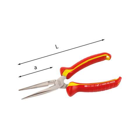 Half-round extra-long nose pliers with straight jaws 1000 V - Usag 081 EX