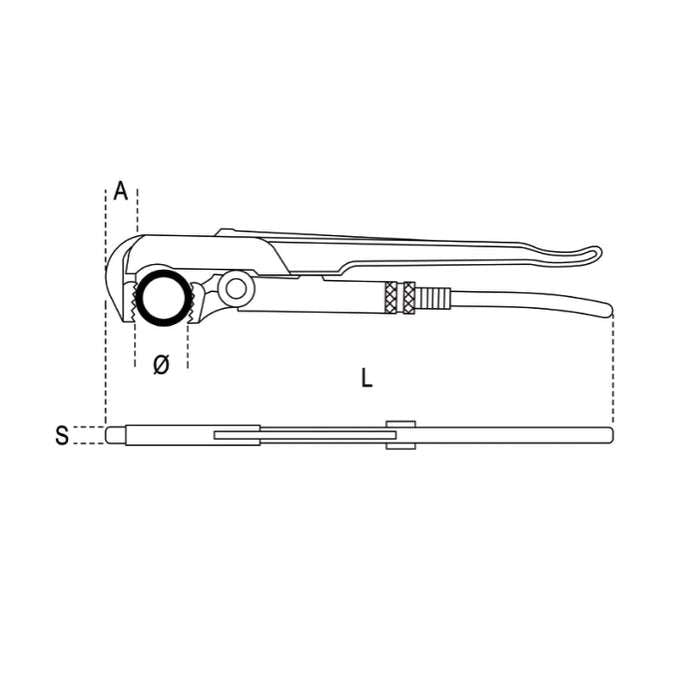 Pipe wrenches, Swedish pattern, 90 flat jaws - 376 Beta