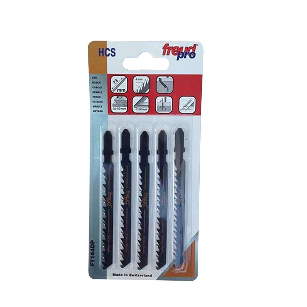 Set of 5 steel hacksaw blades for use on soft materials such as wood, laminated panels or plastics - Freud - FT144DP
