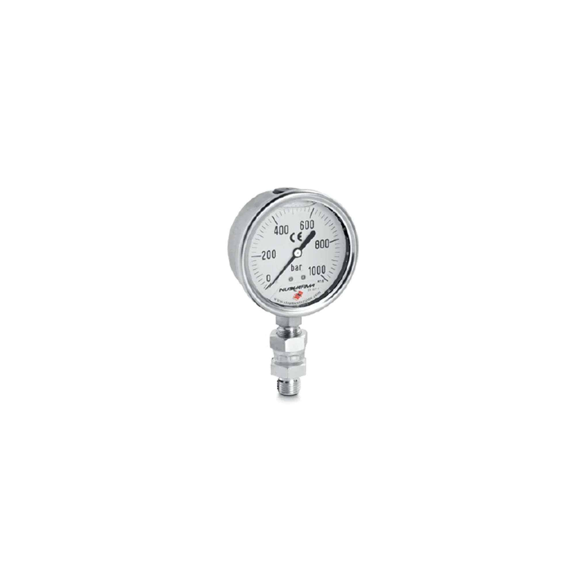 Glycerine pressure gauge diameter 100 mm, scale 0-1000bar - OMCN M/2
