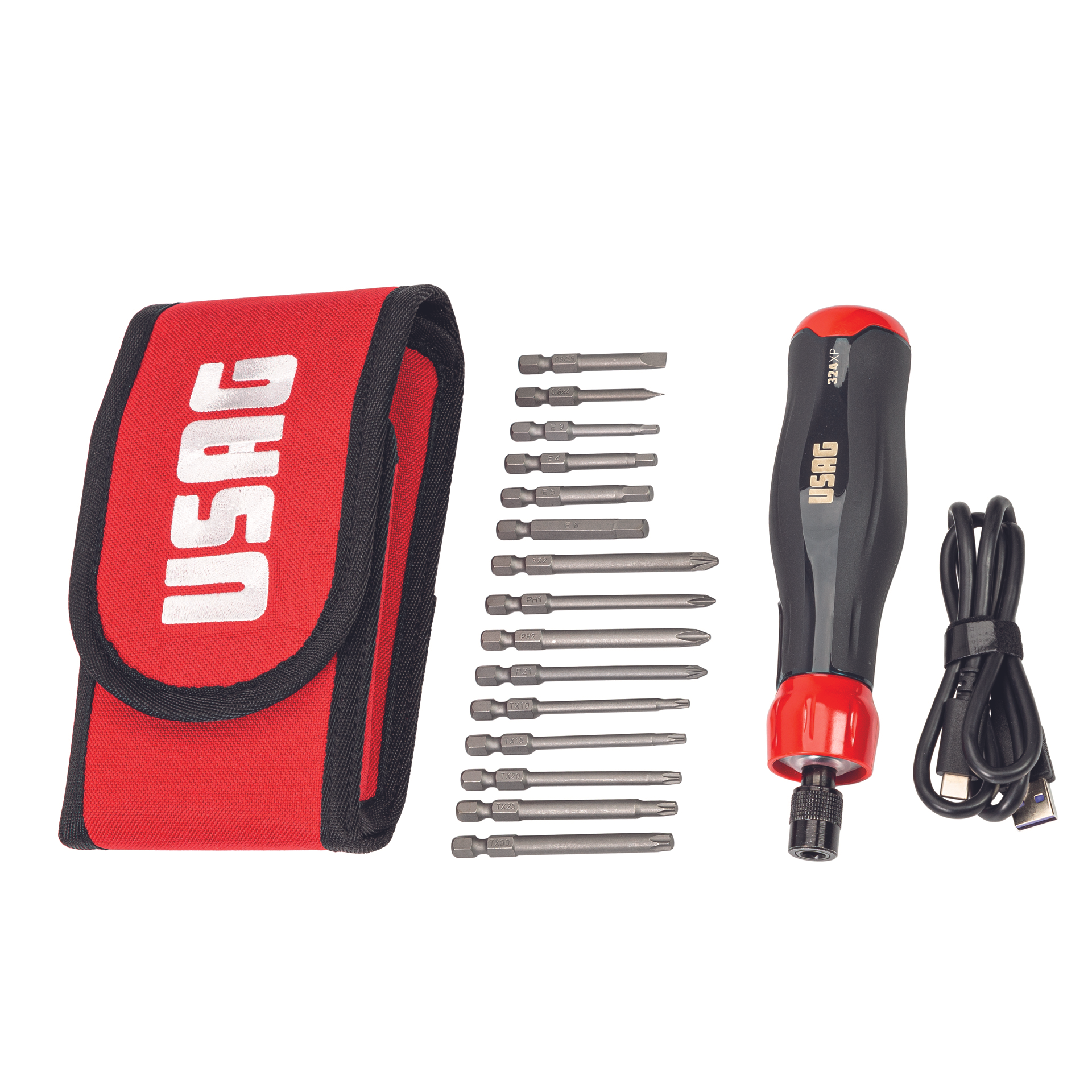 Bag with power assist screwdrivers and bits (16 PCS) - Usag 324 XP/B16