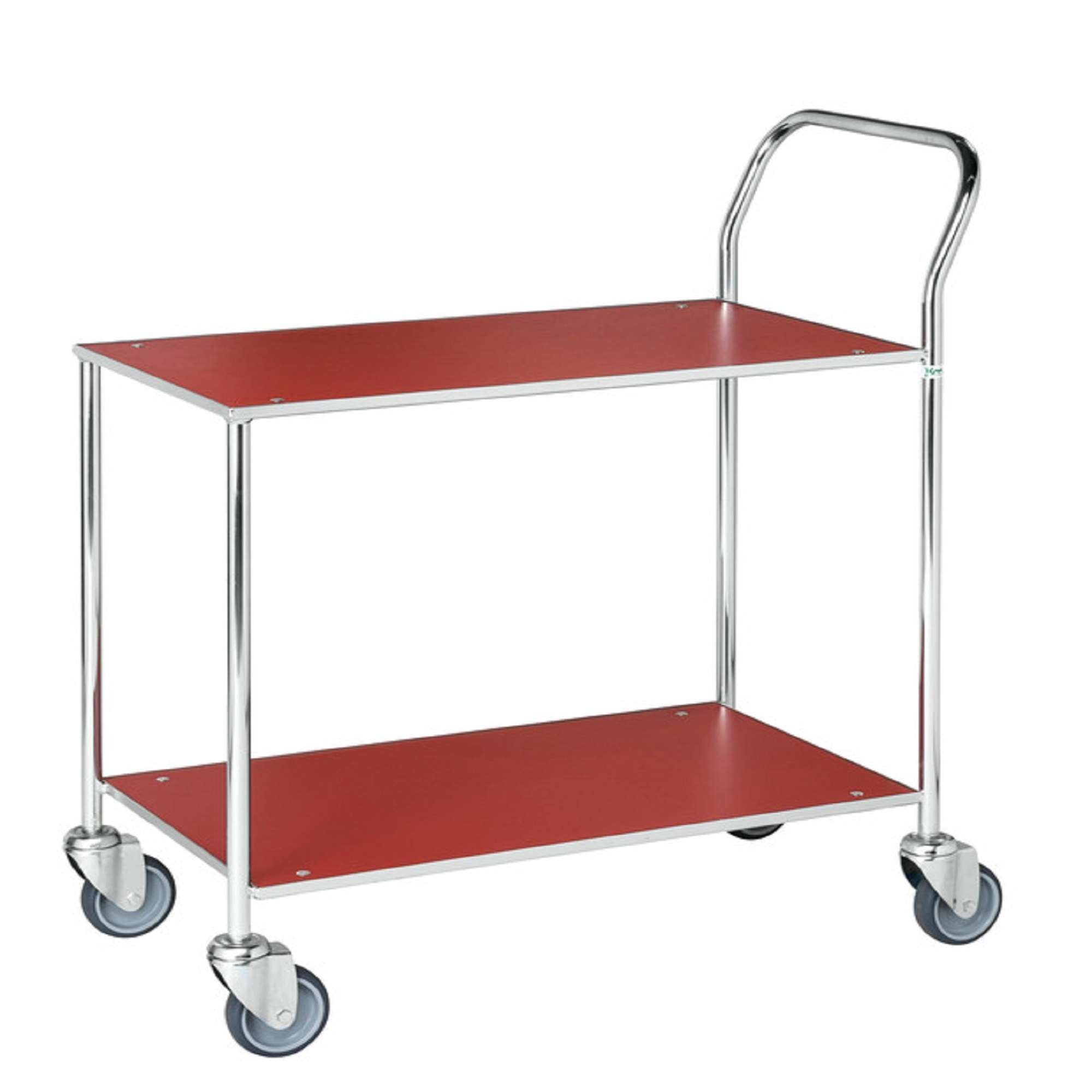 Red / Electro galvanised Table trolley with 2 shelves, LxWxH (mm) 840x430x970