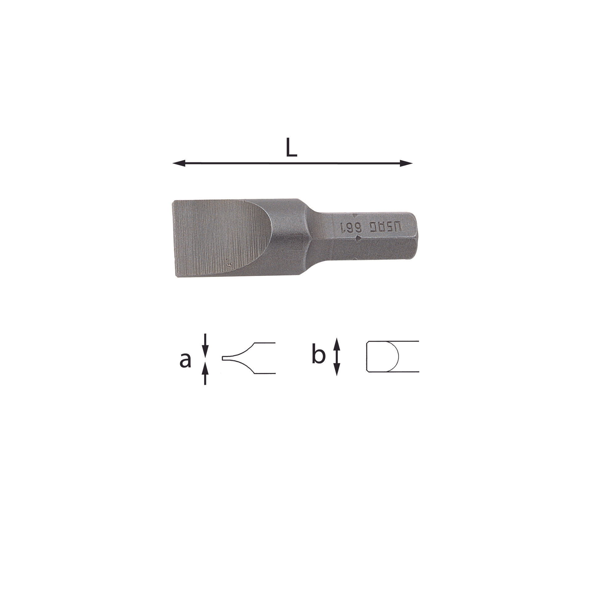 Screwdriver Bits with slotted 1/4" connection - Usag 660