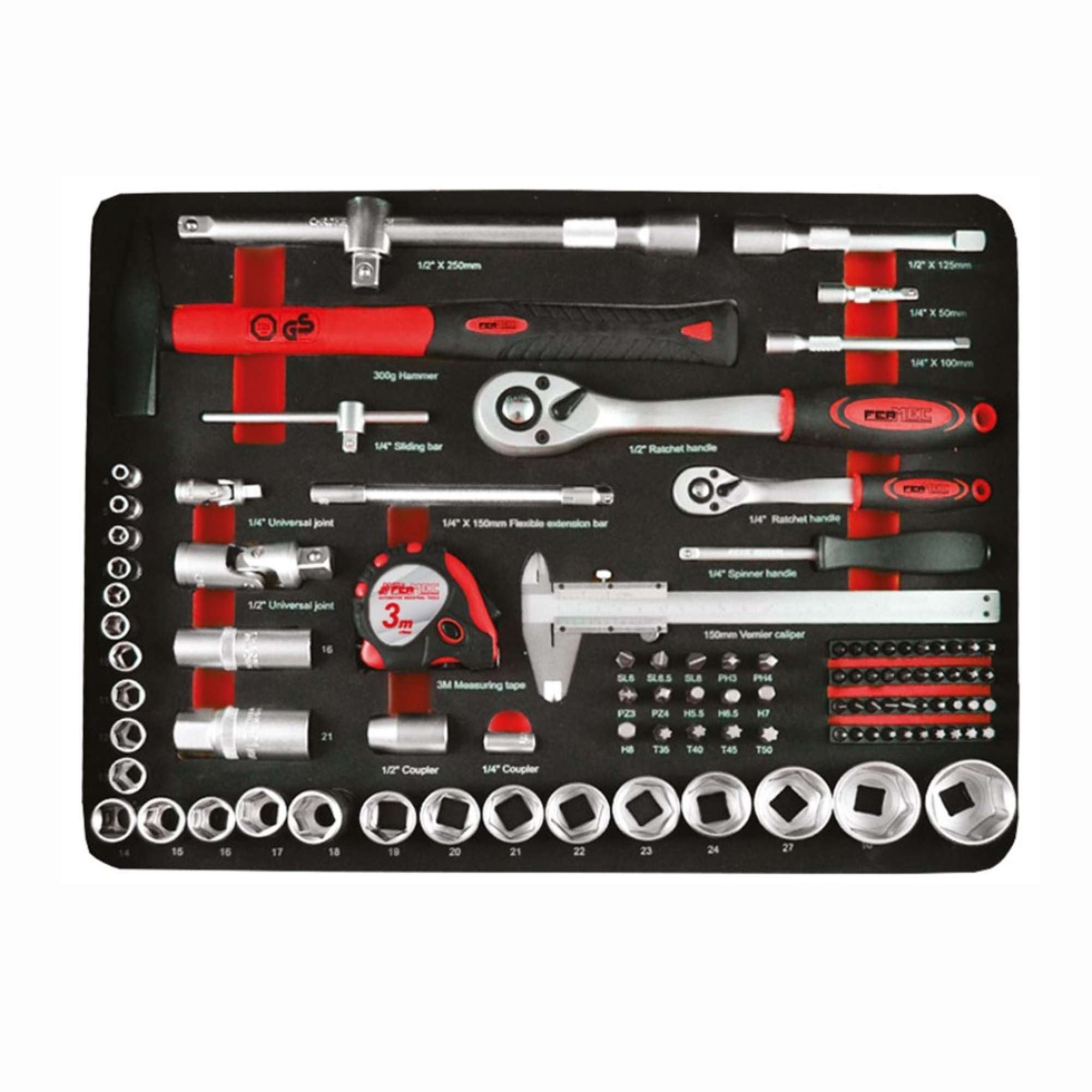 Aluminum trolley case with 159 tools - Fermec FM 53159