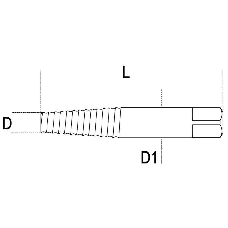 Tapered extractors for broken screws and studs made from hardened tempered steel