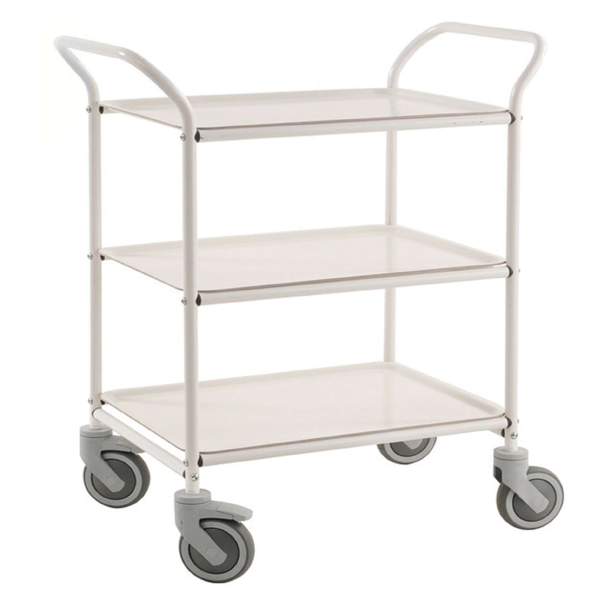 White / Anthracite grey Service trolley with 3 shelves and brake 770x495x960