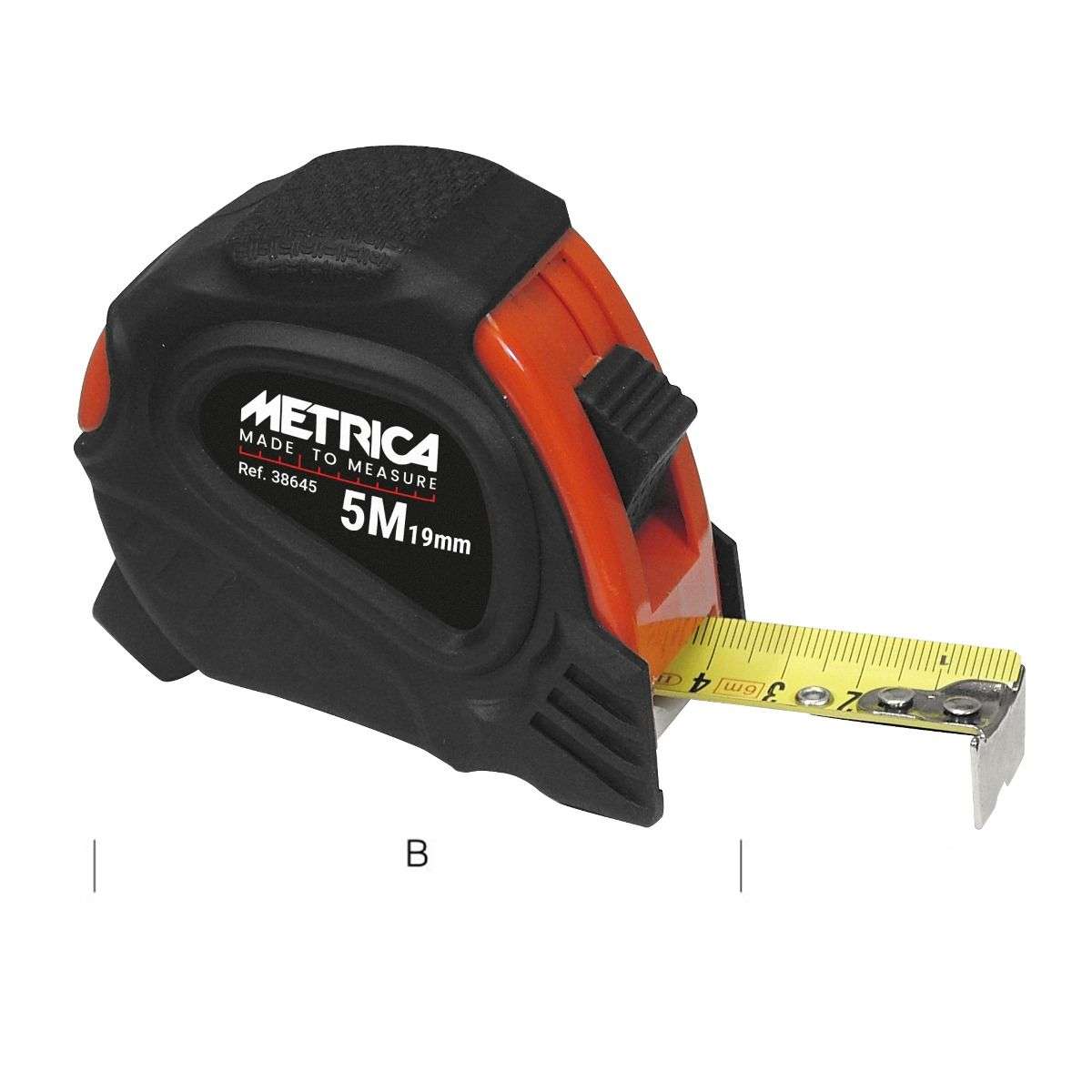Rubberized touch flexometer 10M x 25mm with clip - 38800 Metrica