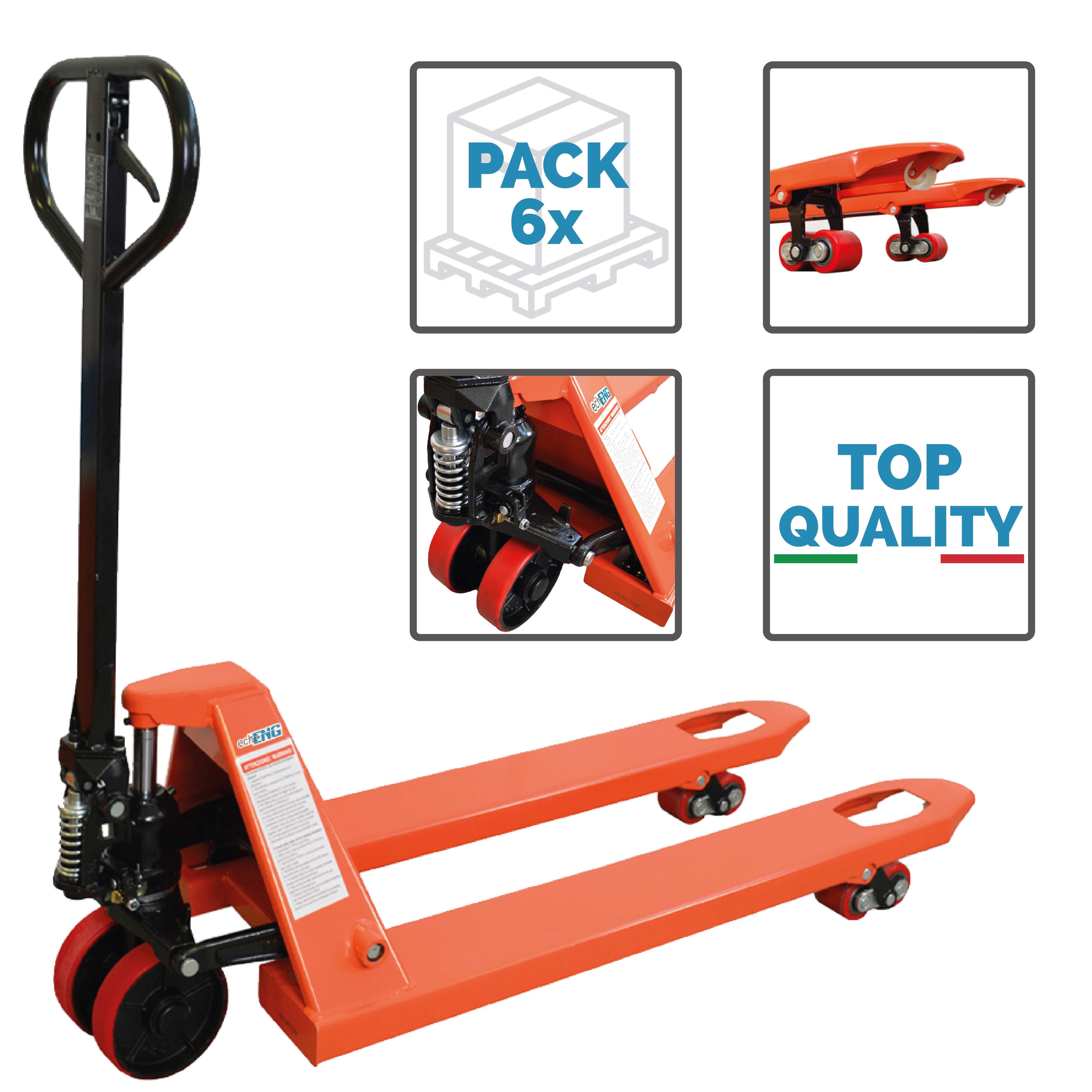 Pack of six hand pallet truck 2500 Kg MA SL TT25 - ENG PRO