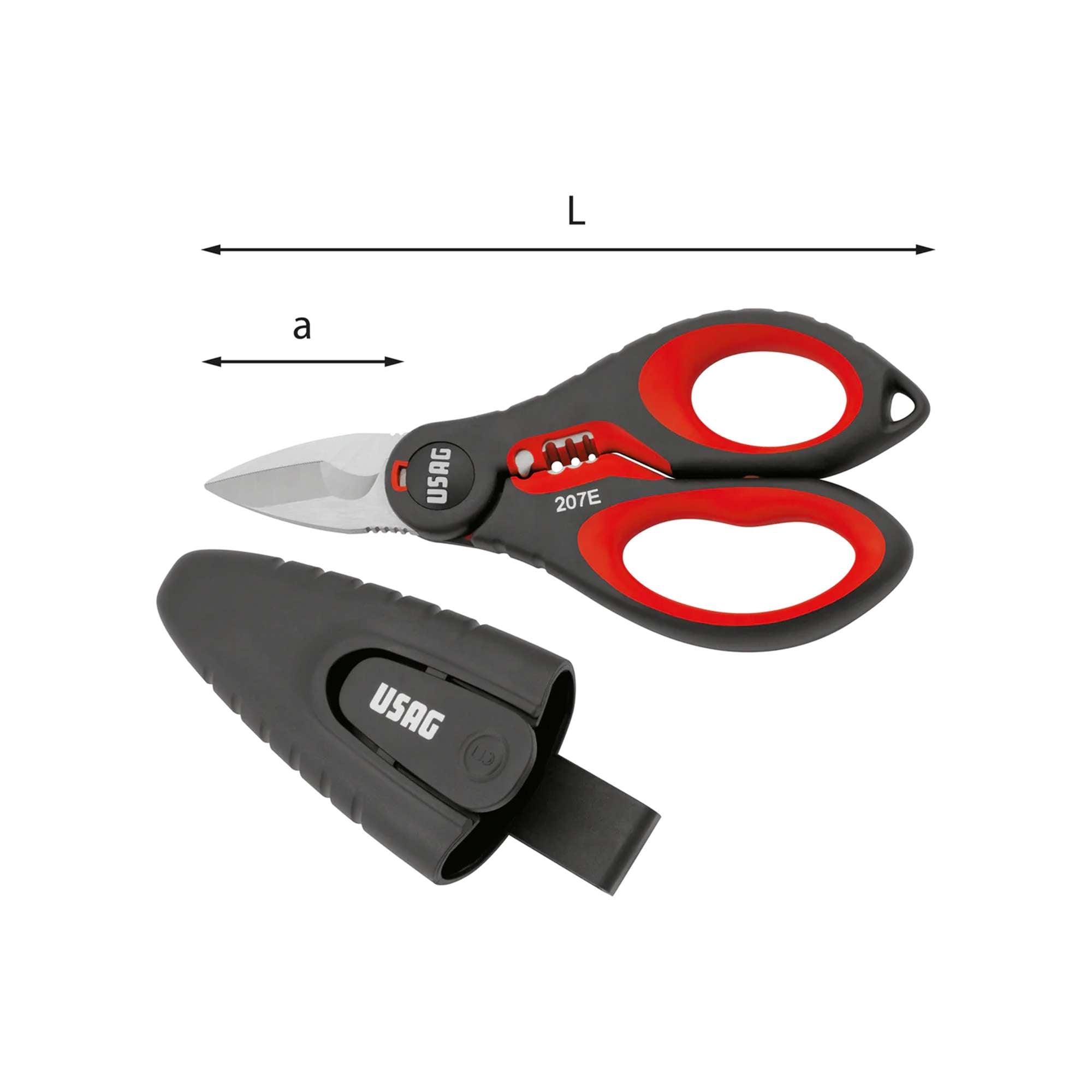 L. 155mm Professional scissors for electricians a 40mm Usag 207 E