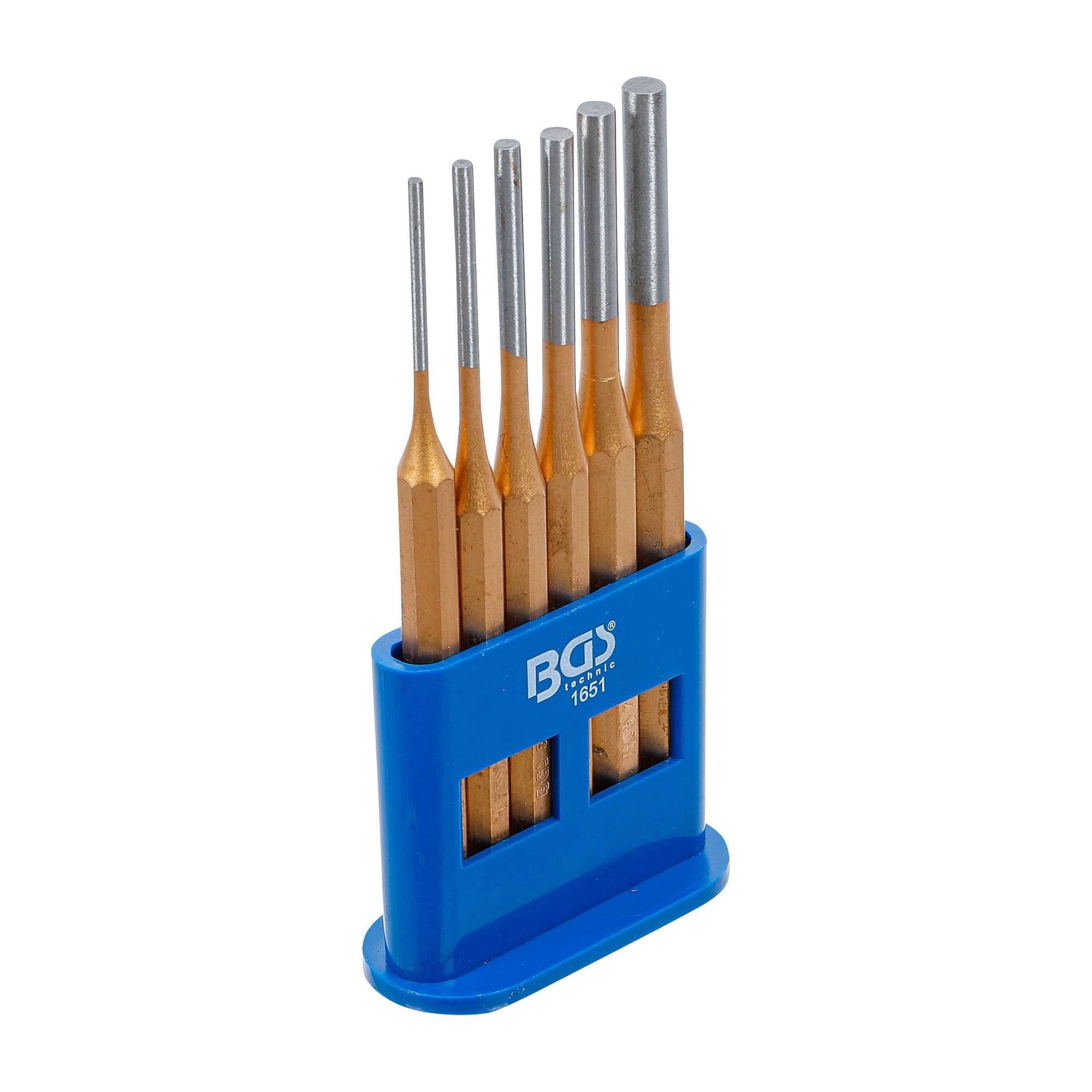 6-piece pin punch set 3-8mm in plastic case - Fermec BGS1651