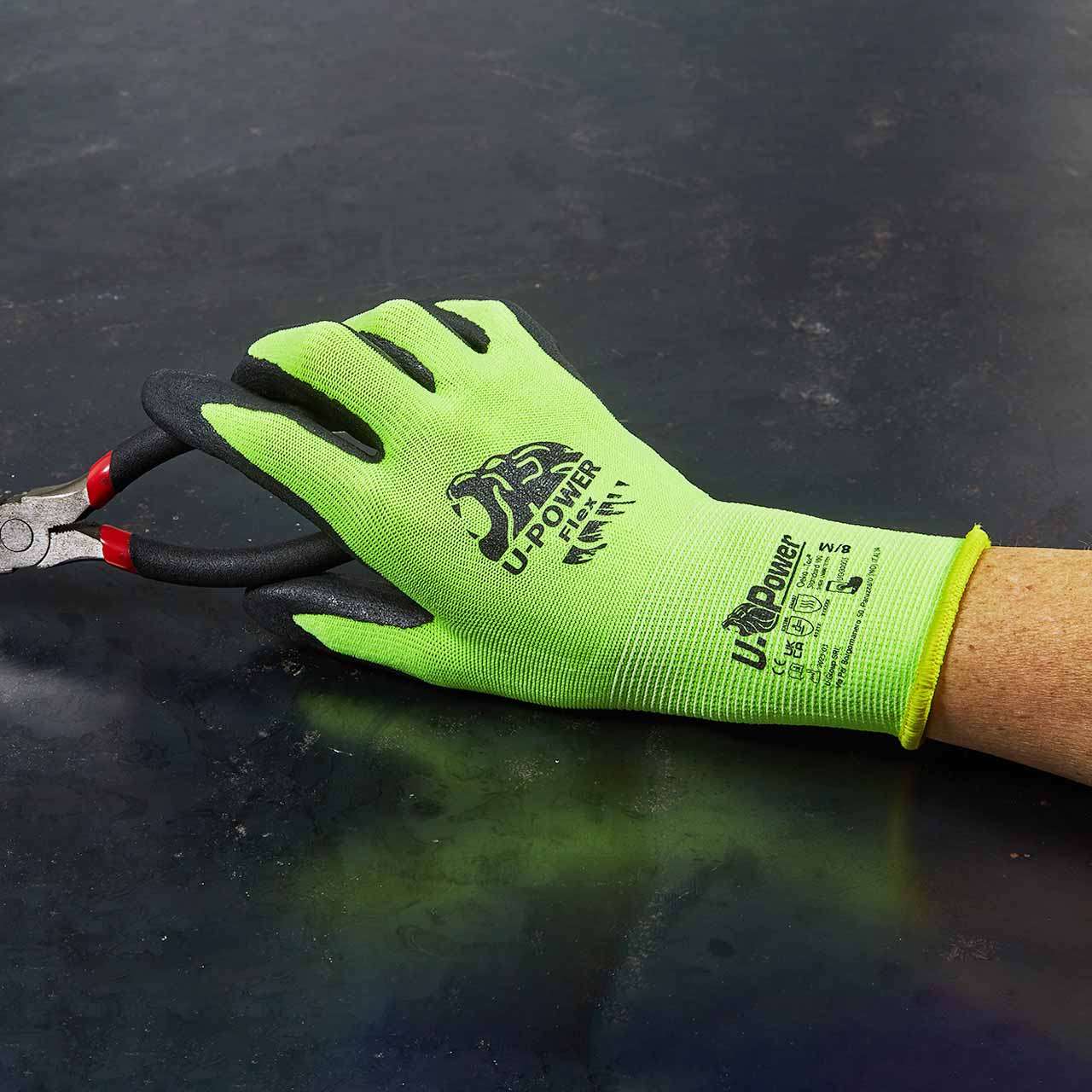 Flex, Gloves against mechanical and thermal hazards fluo yellow size L - U-Power