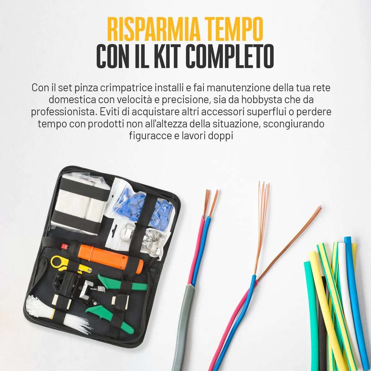 Network cable repair kit, Rj45 Ethernet crimper tester complete