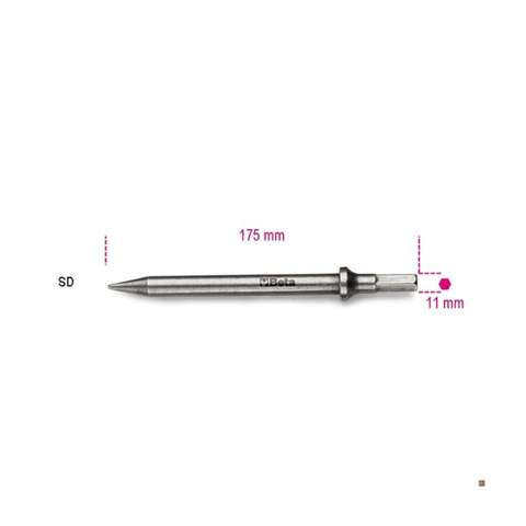 Straight chisel bit for pneumatic hammer L.175mm 11mm attachment - 1940SD Beta