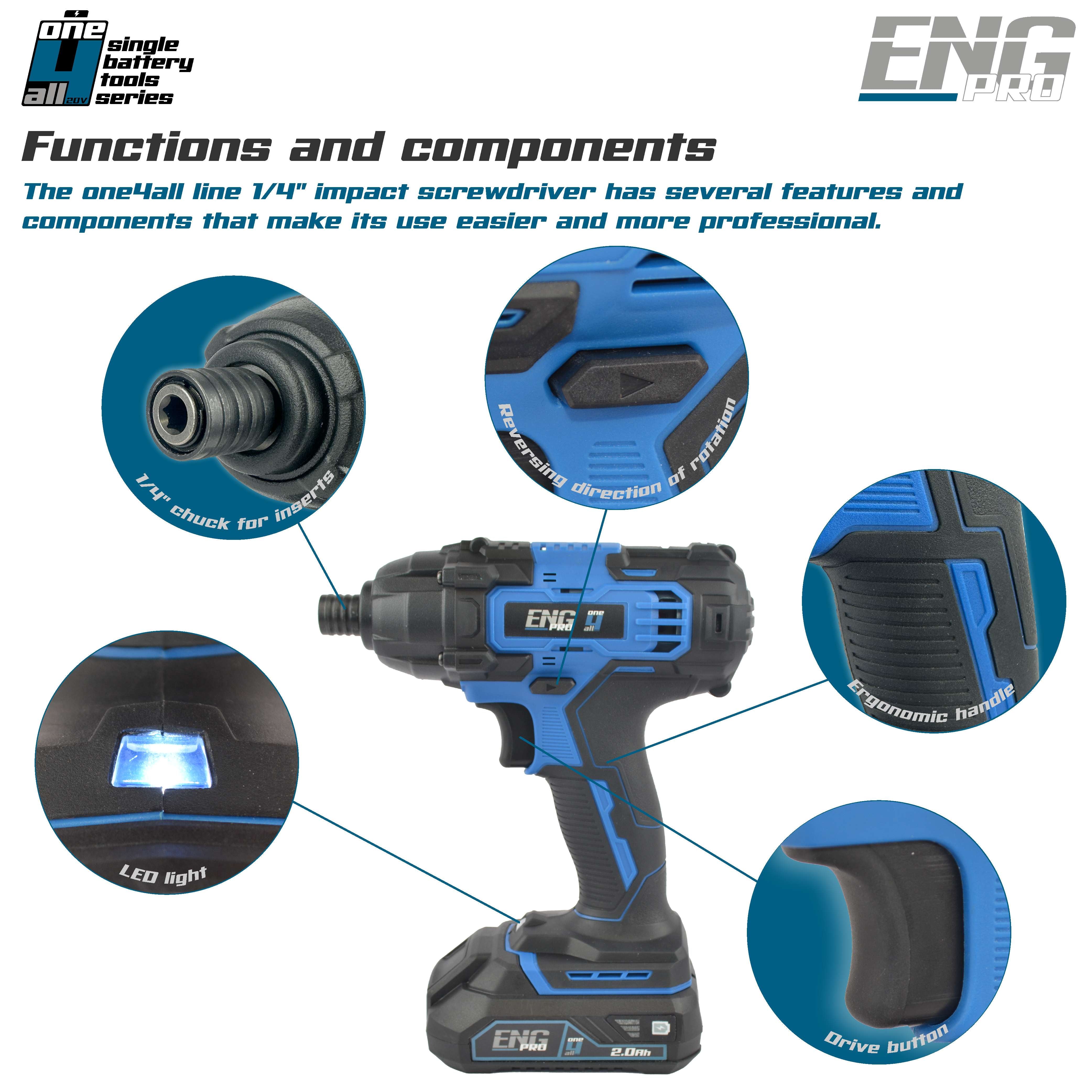Impact wrench 1/4" professional 180 Nm ONE4ALL - ENG PRO 1B20-AI14