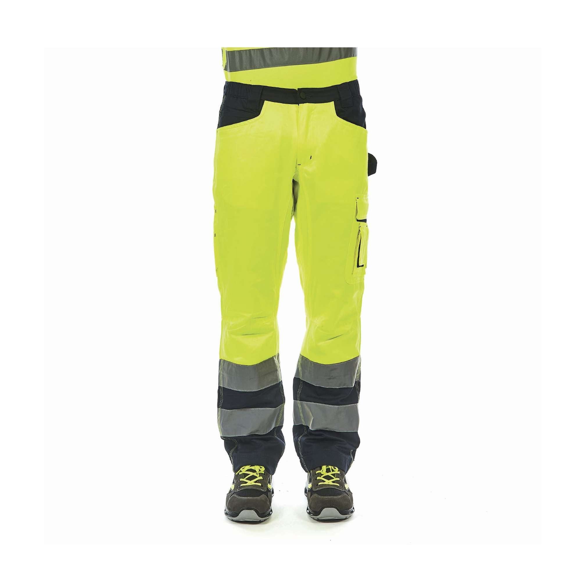 Work trousers RADIANT Yellow Fluo Reflective stripes Size L - U-Power