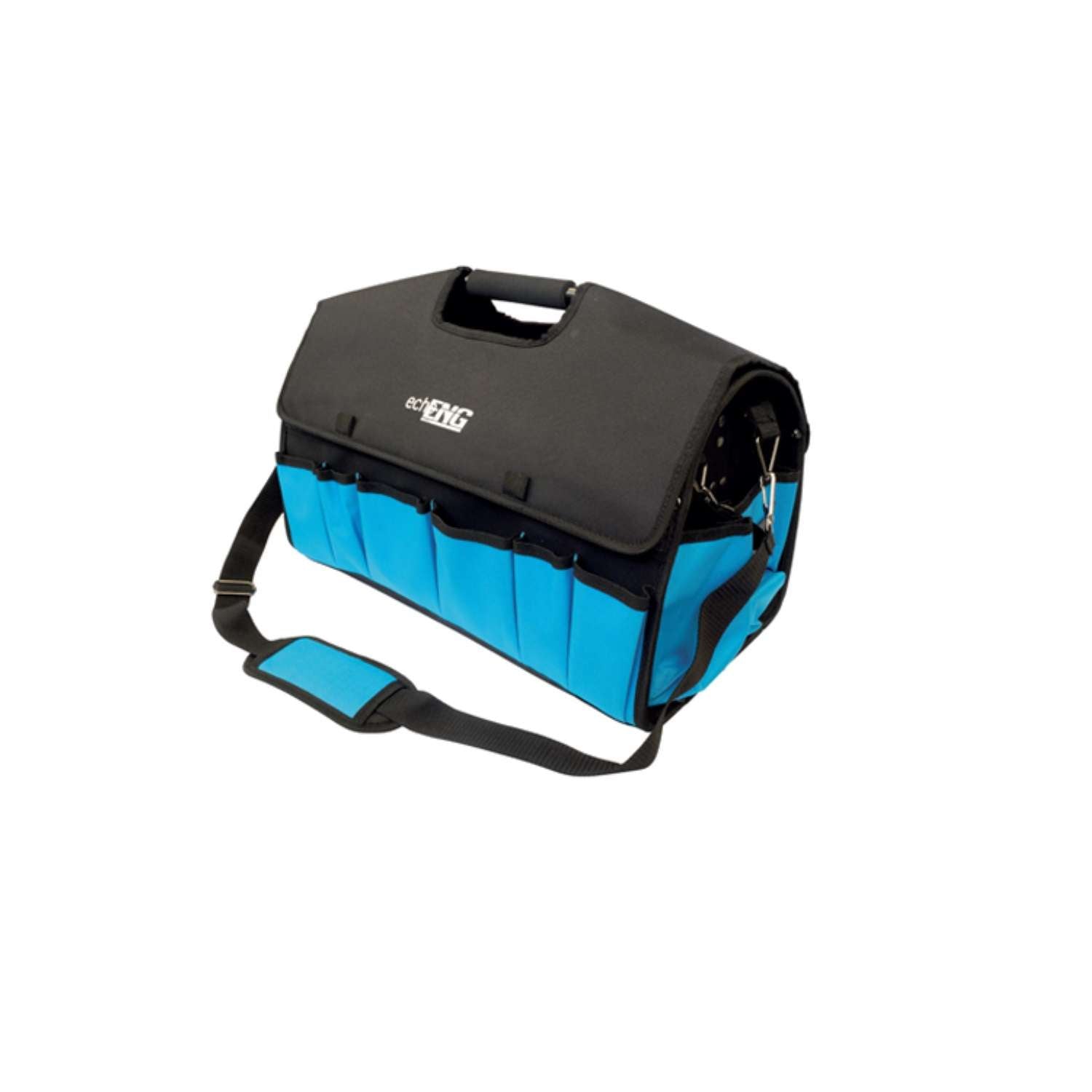 Professional tool bag with adjustable multi-pocket shoulder strap
