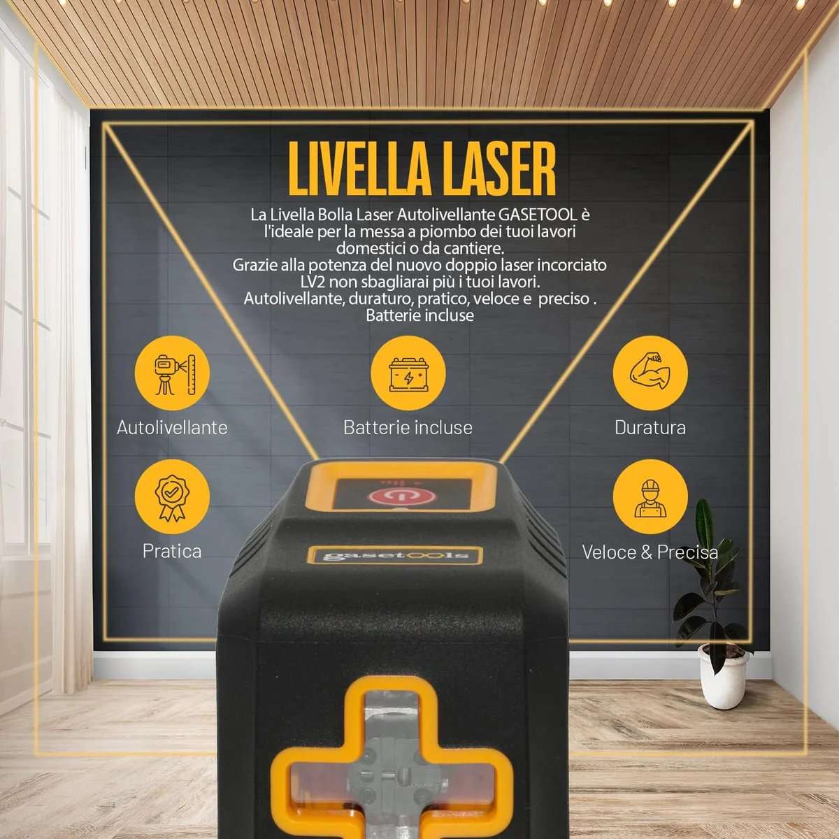 Self-levelling, dual-levelling, long-life laser level - GASETOOLS G-001