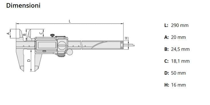 IP67 Waterproof ABS Gauge 0-200mm 500-717-20 - Mitutoyo
