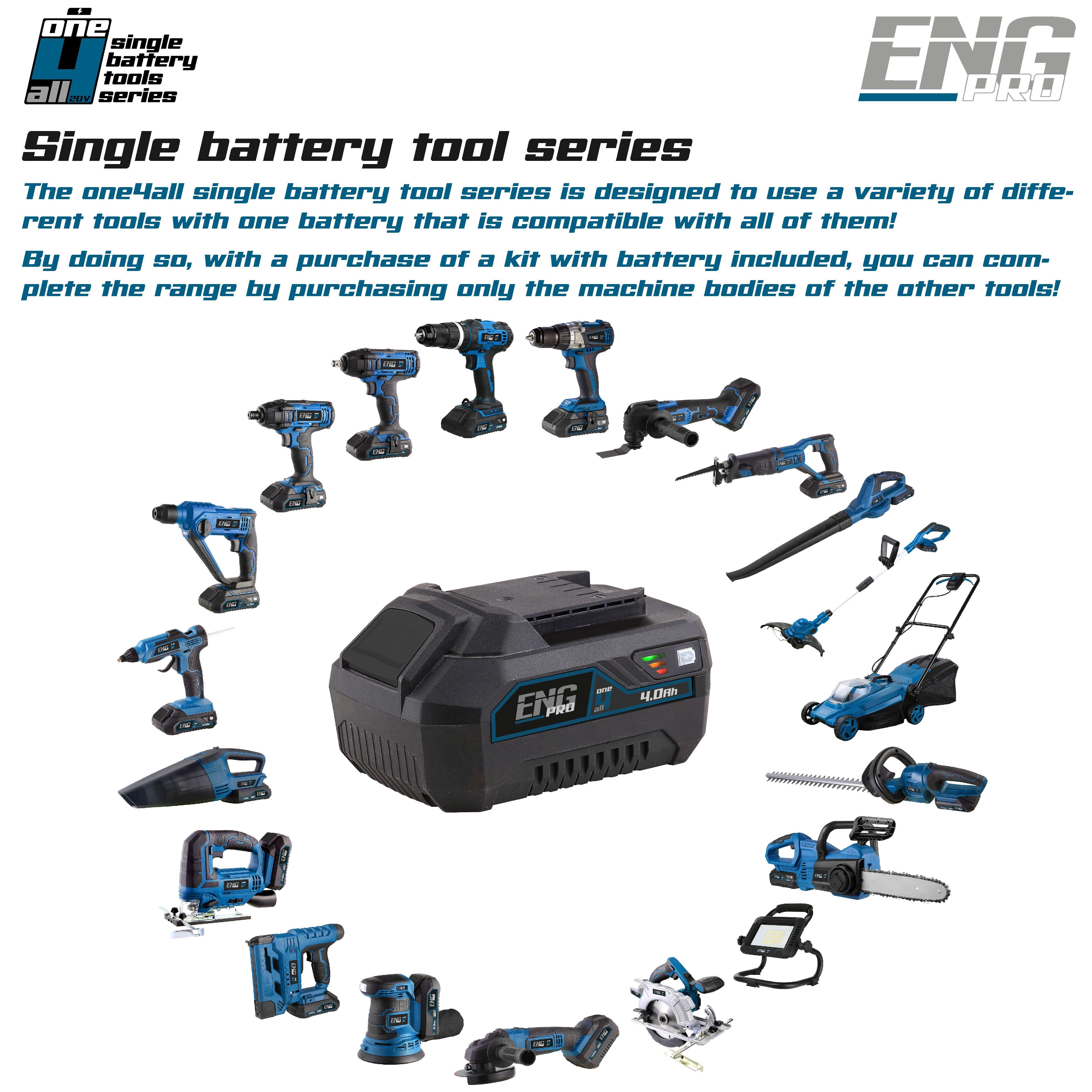Impact Wrench, Multifunction tool and 2 x 2/4.0Ah Batteries ENG PRO