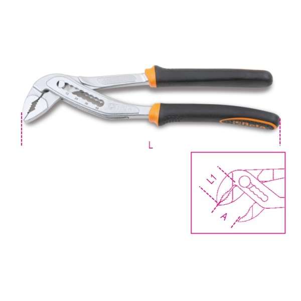 Slip joint pliers, boxed joint, bimaterial handles, new 9-position model - Beta