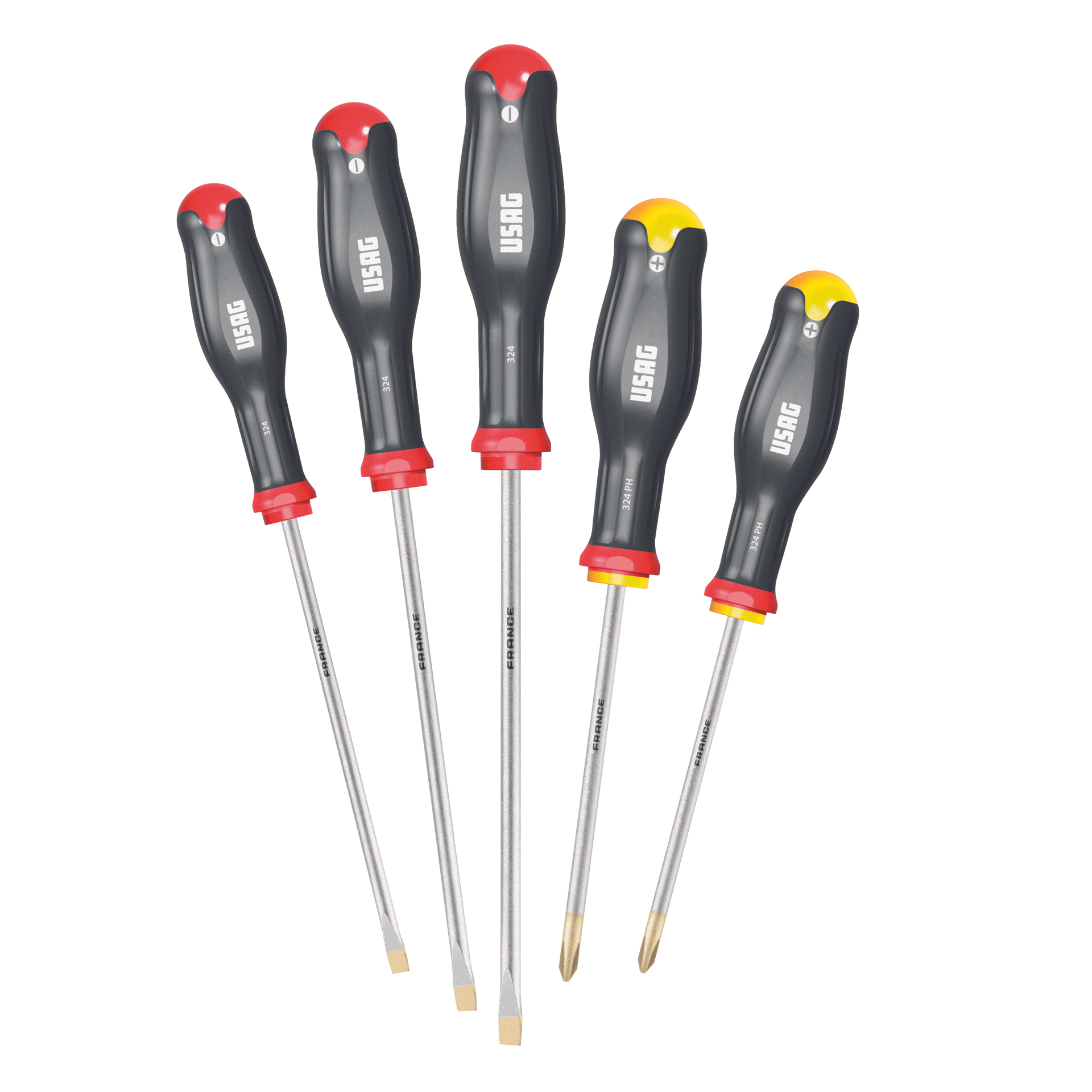 Set of 5 screwdrivers for slot-head and Phillips screws 440gr - Usag 324 SH5
