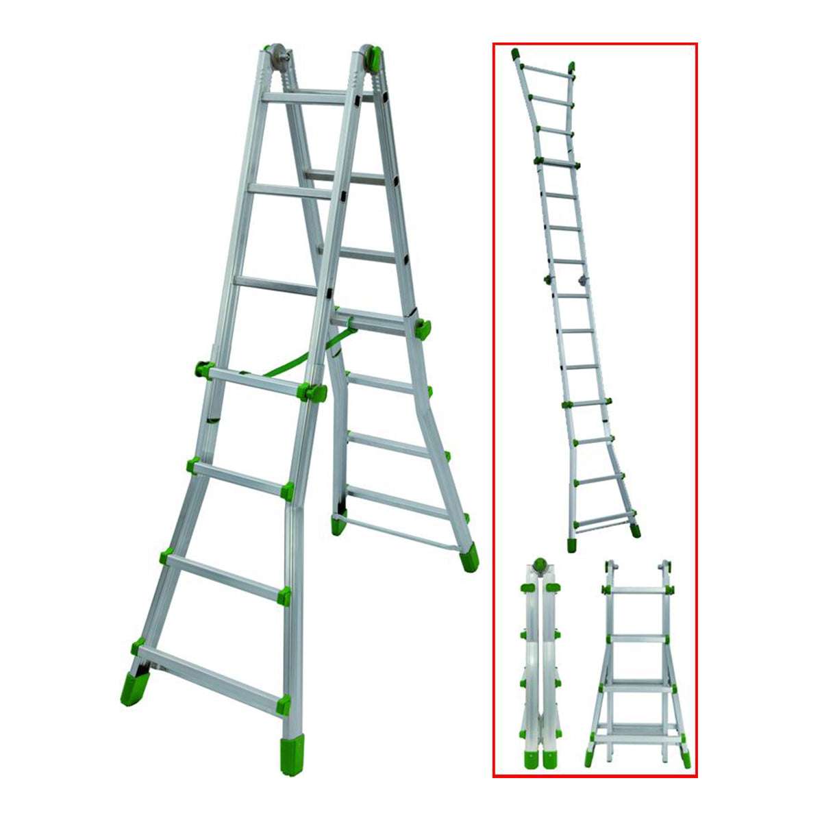 Universal aluminum ladder, steps 6/6 max height 5.70m Facal EUROBRIKO 16