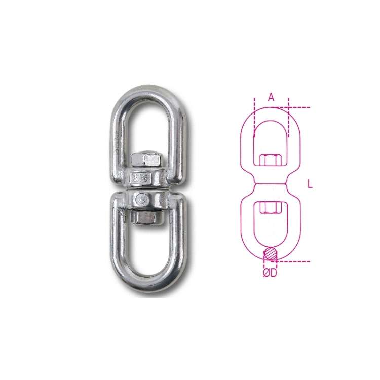 2-Eye swivel, stainless steel AISI 316,  D 8 mm - 8272 8 Beta