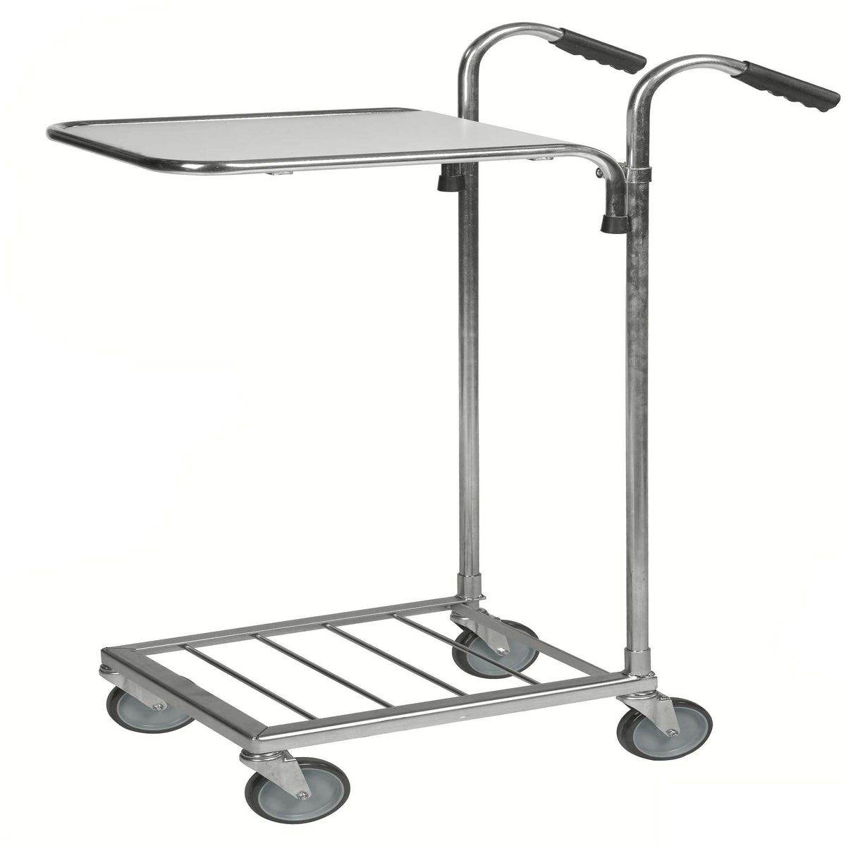 Elektrogalvanisiert / Weiß Mini-Servierwagen, Ablage höhenverstellbar B x T x H 660x385x1090