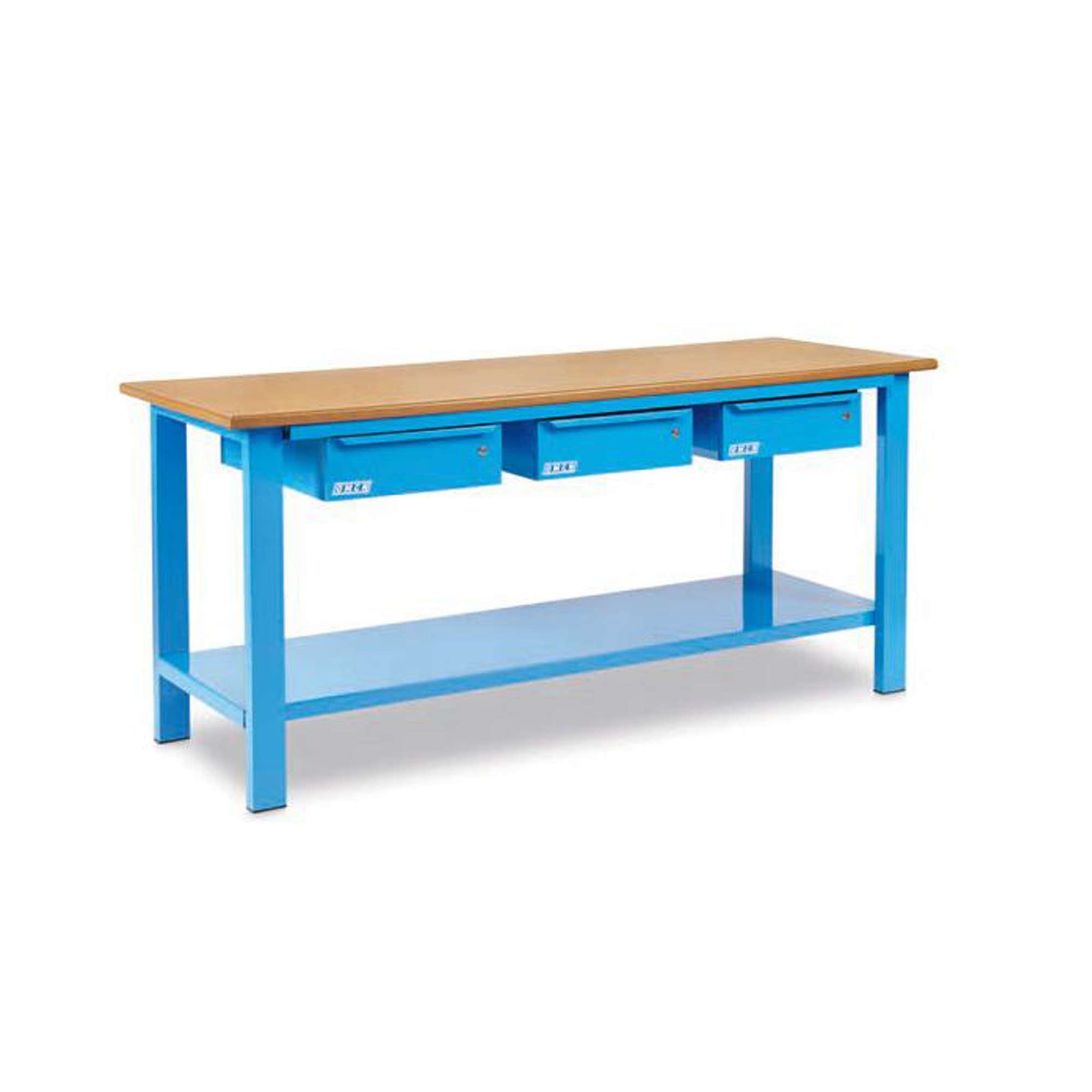 Workbench with 3 drawers and wooden top 2000X880X700mm - OMCN 1004/PL