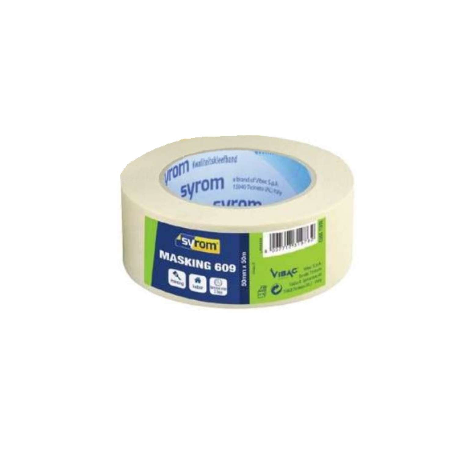 Masking paper tape 609 ivory and yellow 45mt x 50mm - Syrom 11693