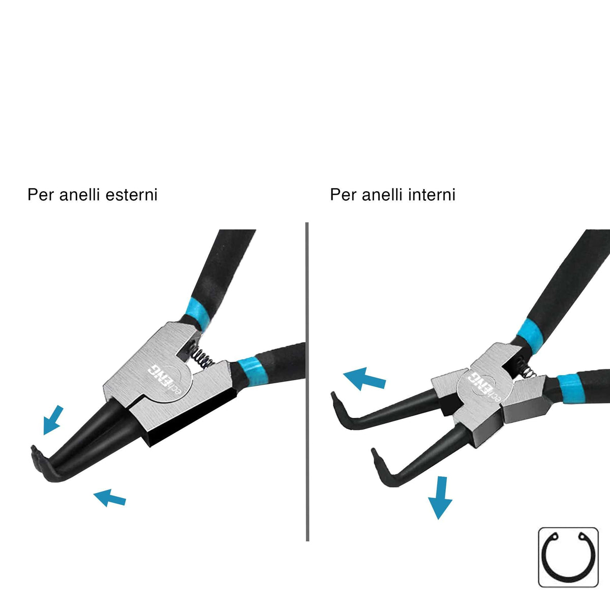 Angled nose internal circlip pliers - UM 30 P0(01-05)