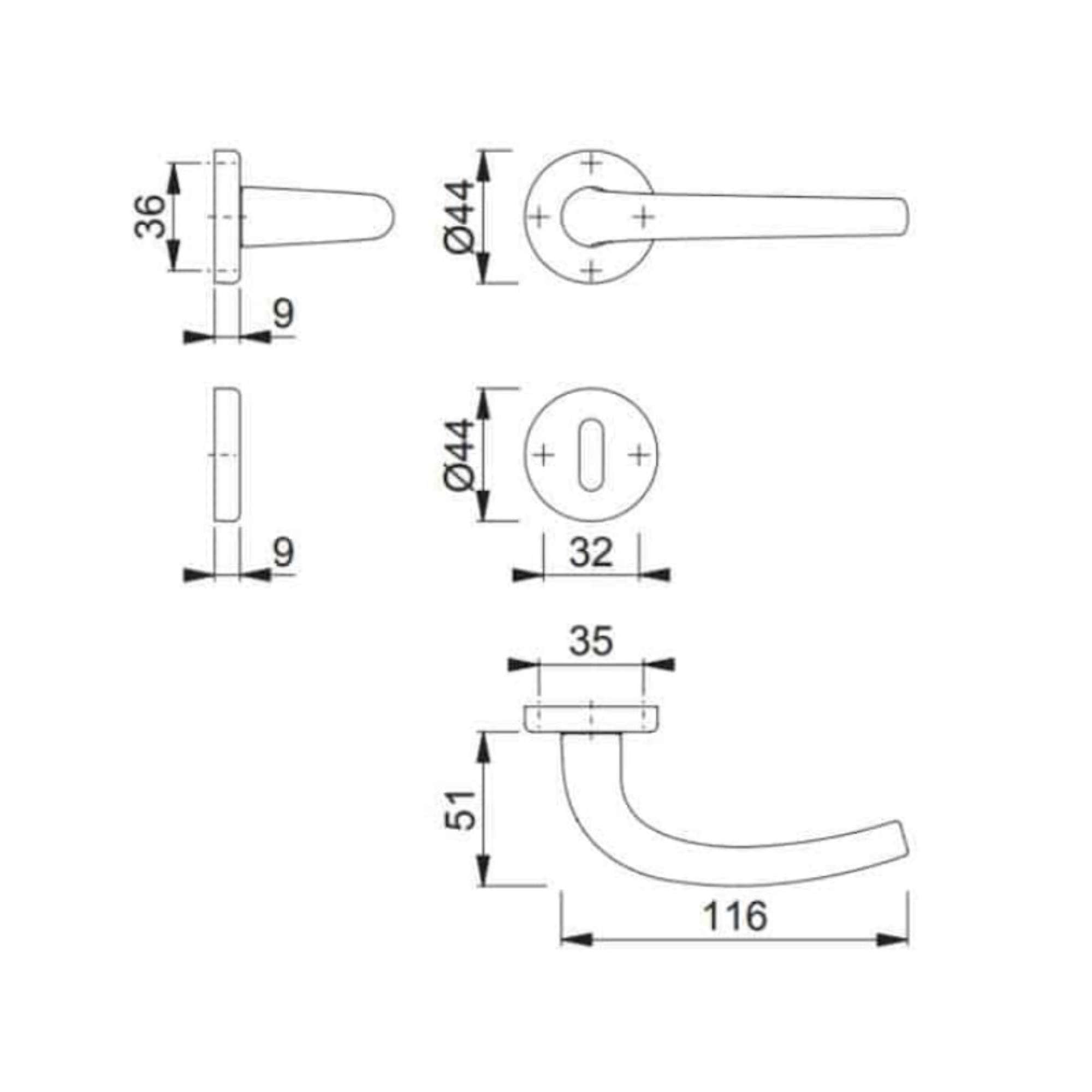 Seattle F94-1 satin chrome handle with escutcheon and spout - Hoppe 11807040