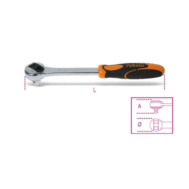 1/2" drive reversible ratchet, 72 teeth, L.275mm - 920/55 Beta