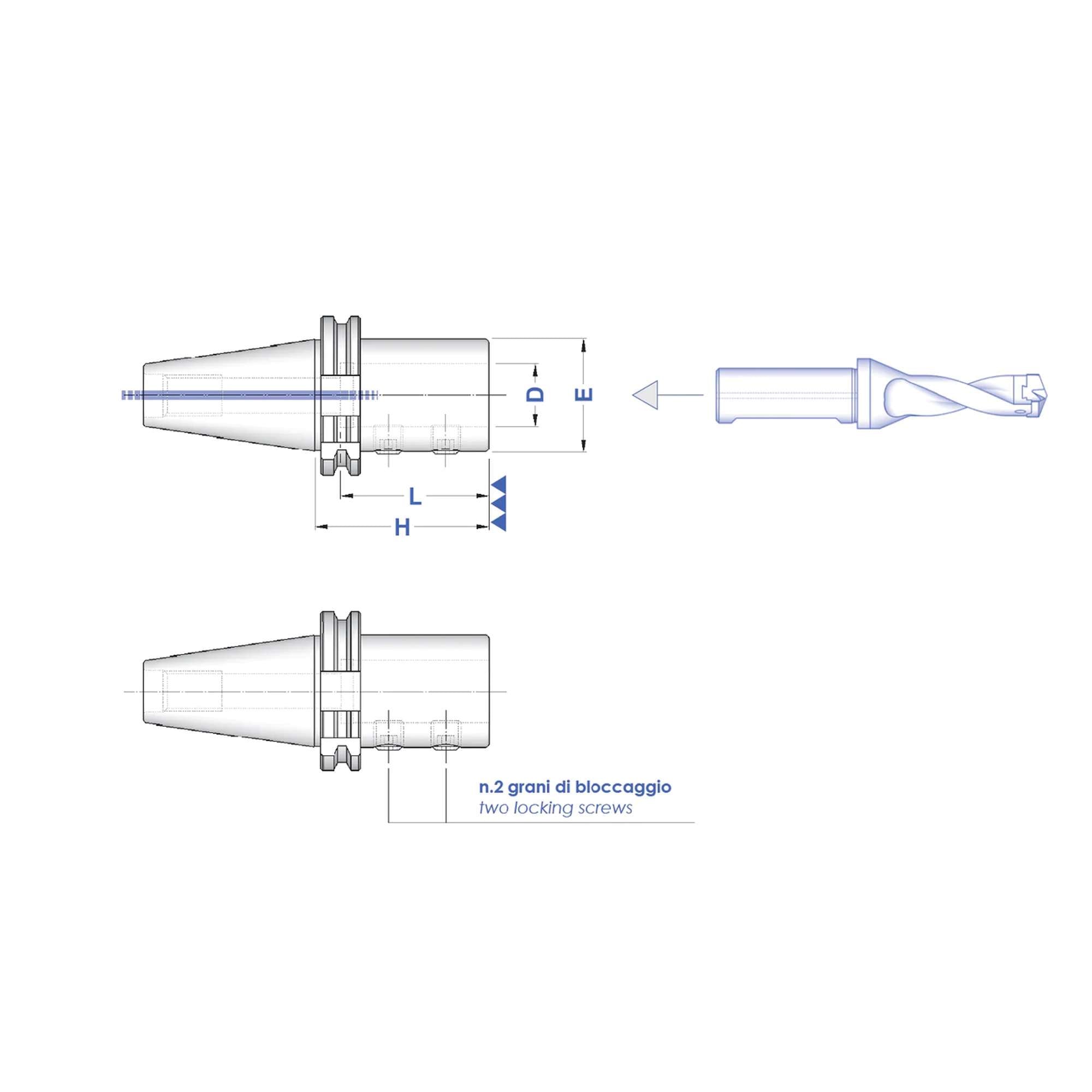 Spindles for insert drills TC 40 - D.32 P / H 70 - Gait 8680