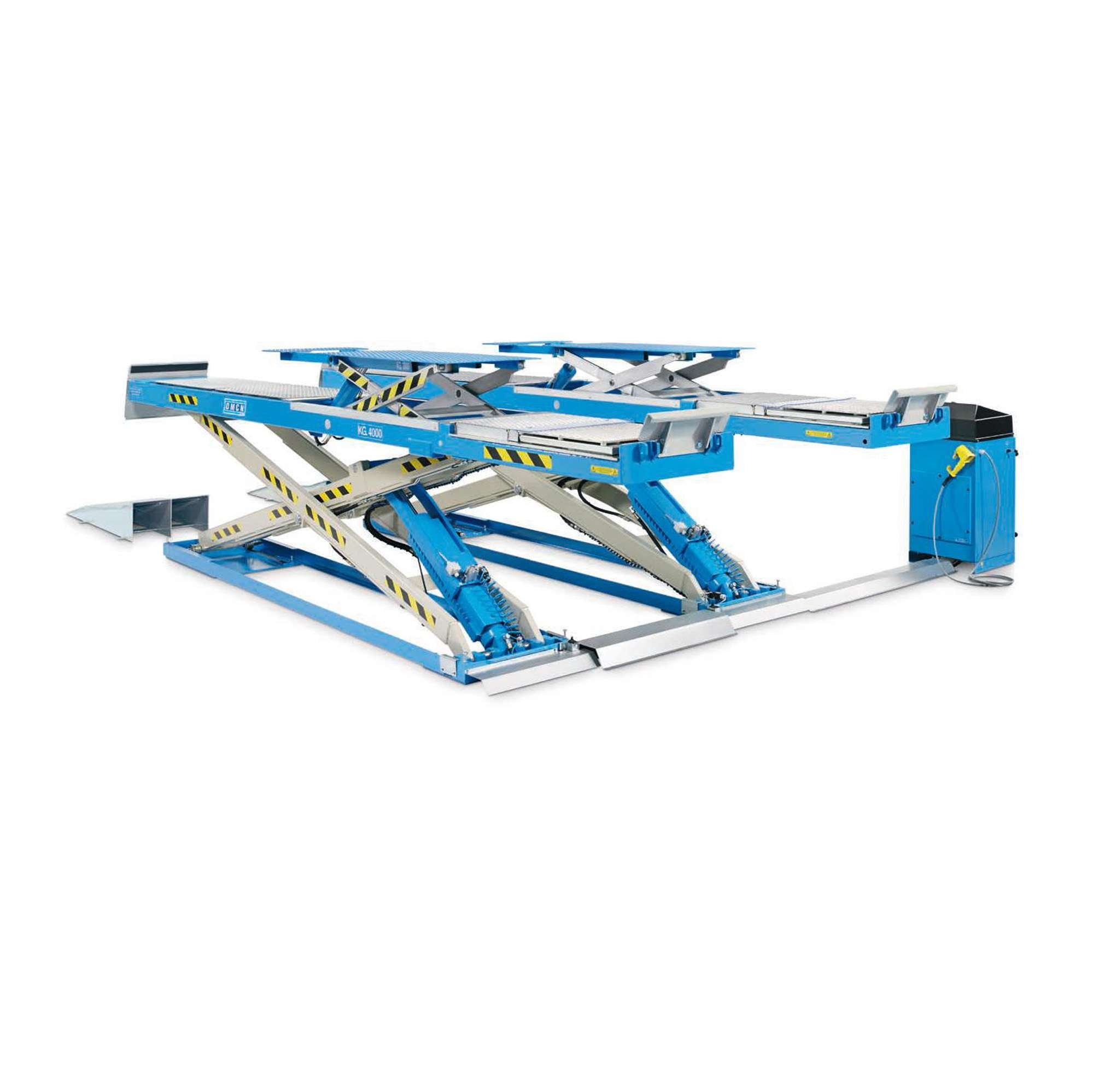 Electro-hydraulic scissor lift capacity 4000 kg floor-standing with lift table with playtesting OMCN