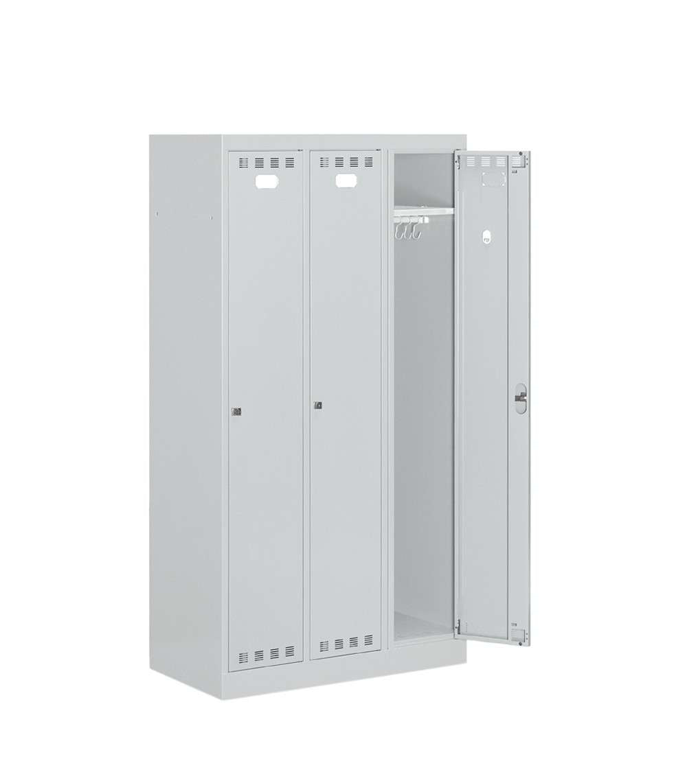 WARDROBE DRESSING ROOM THREE COMPARTMENTS 900 X 500 X 1750/1950 H - WITH HELMET COMPARTMENT - FAMI FAN1303C00108 - GREY