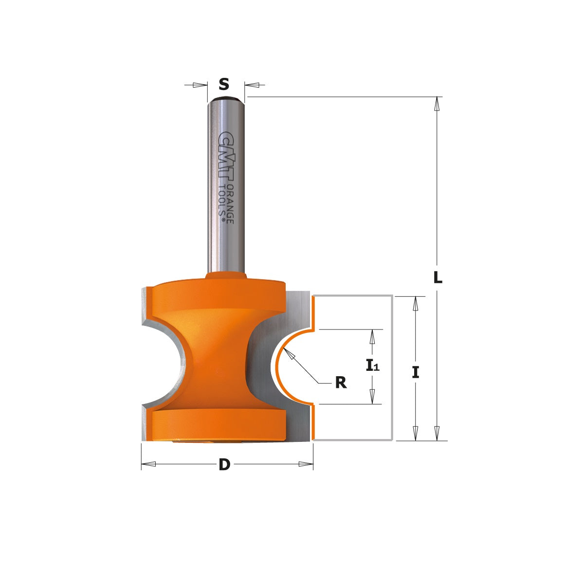 Half-round cutter with two cutting edges, radius 4,75 mm - CMT 754.003.11