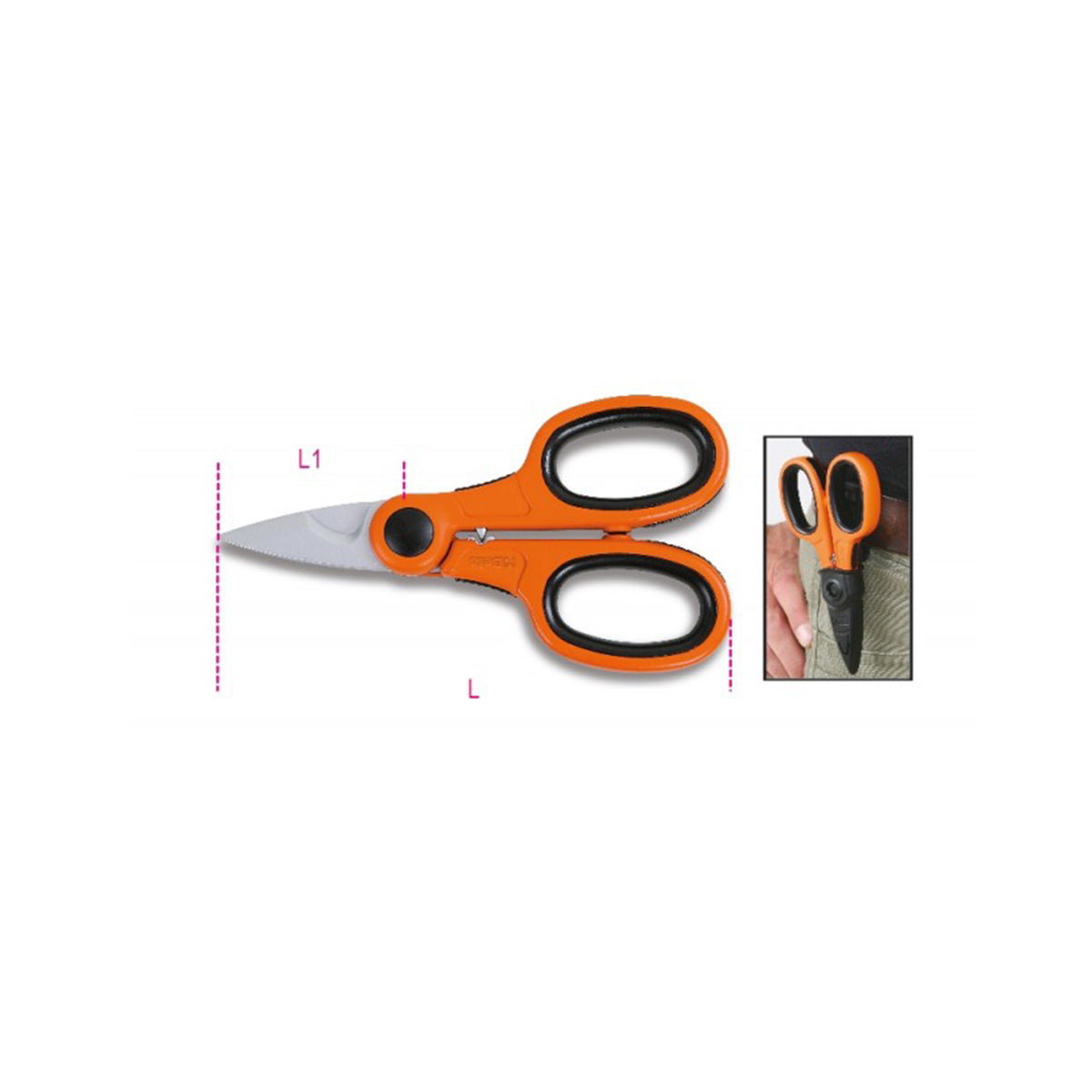Electricians scissors with crimping pliers for tube terminals - Beta 1128BCX