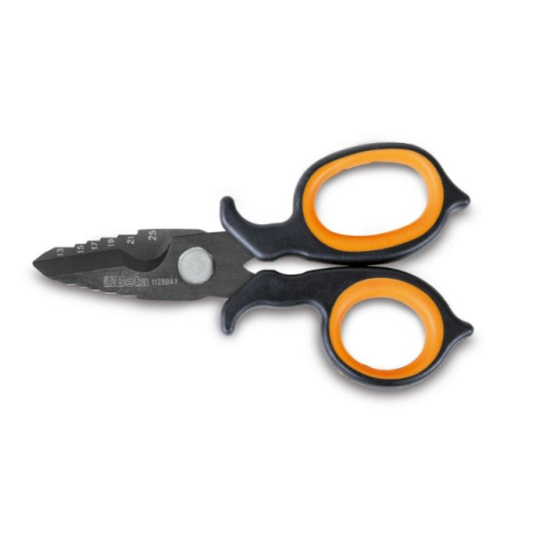 Double-acting electricians' scissors, milling profile in DLC-coated INOX steel