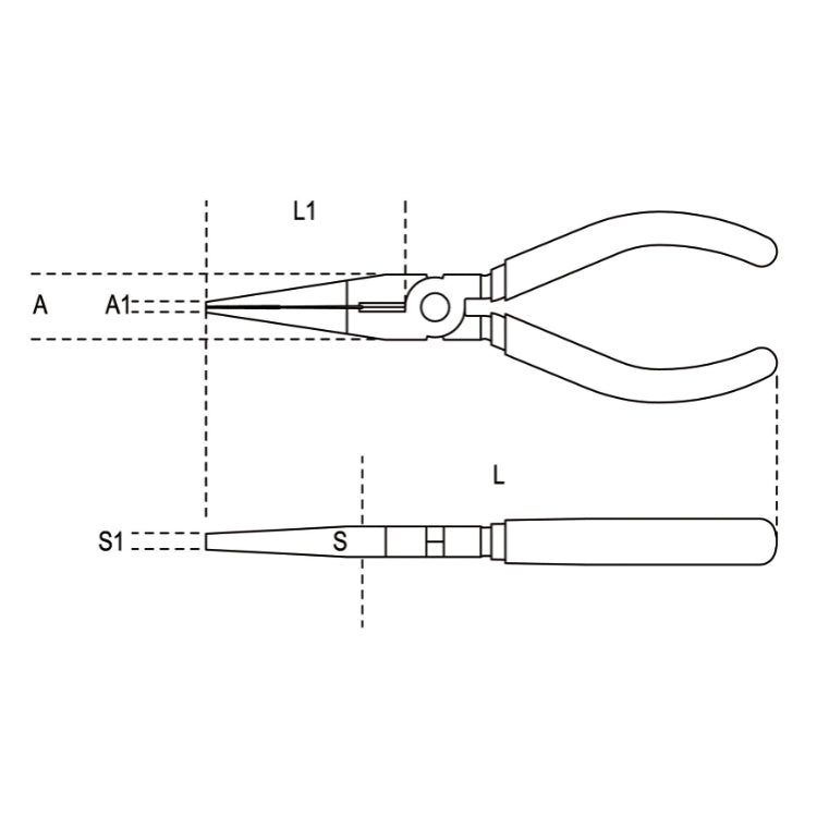 Extra-long flat knurled nose pliers, bi-material handles, industrial finish Beta