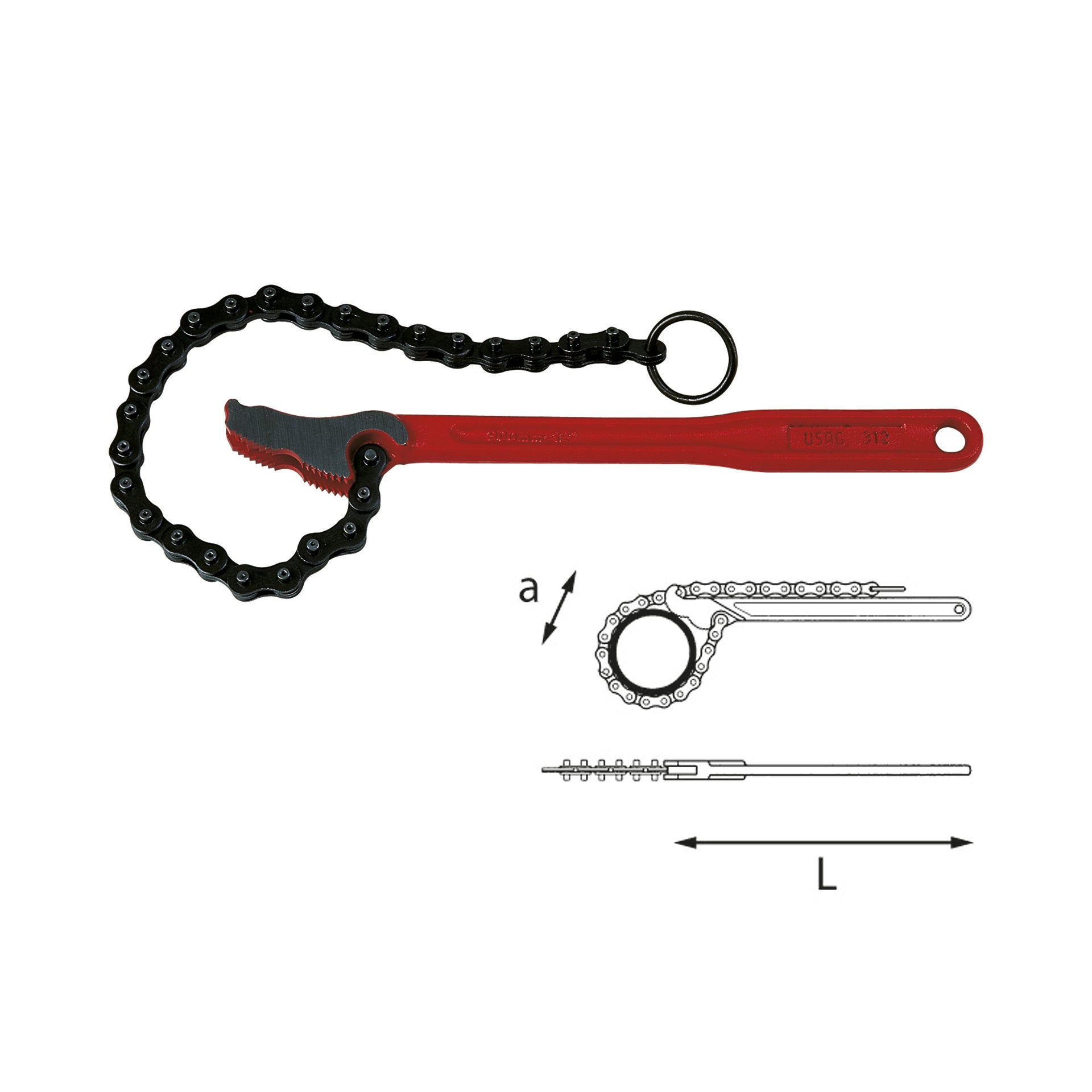 Light- duty chain wrench 2÷4" a 115mm L 311,5mm - Usag 312