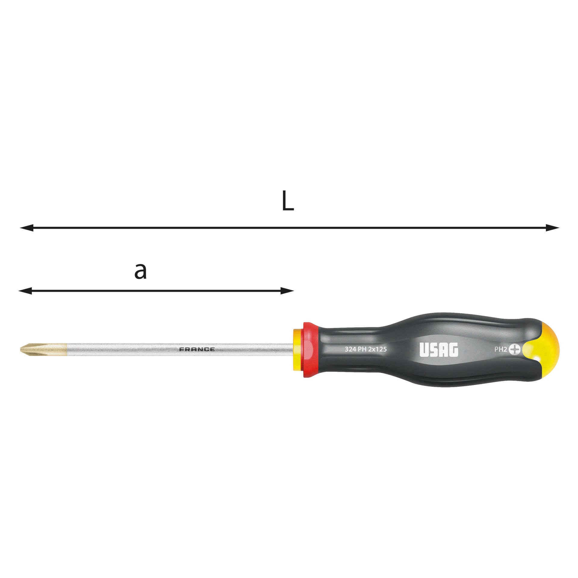 1x75 M2 Screwdrivers fot Phillips screws L. 184mm - Usag 324 PH