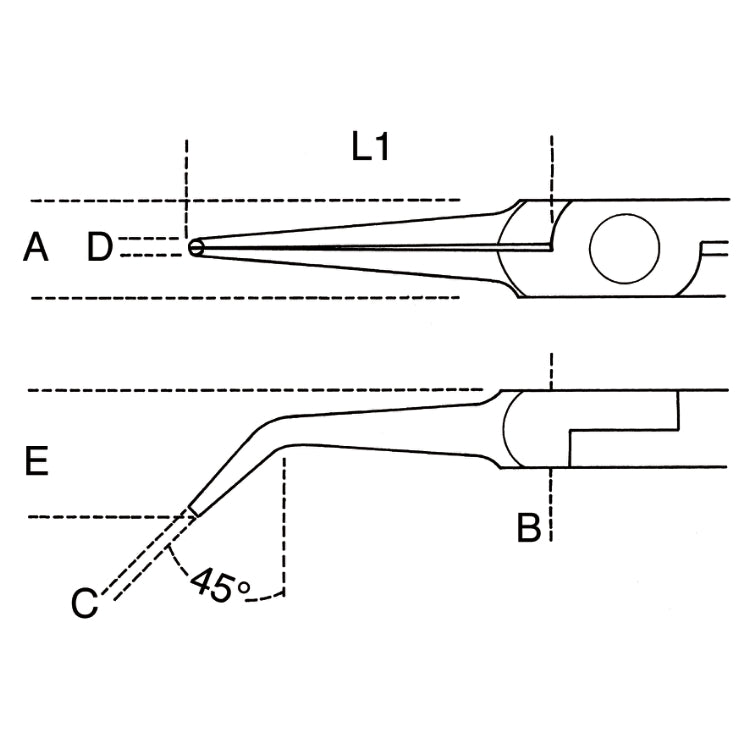 Smooth half-round long bent needle nose pliers bi-material handles - Beta