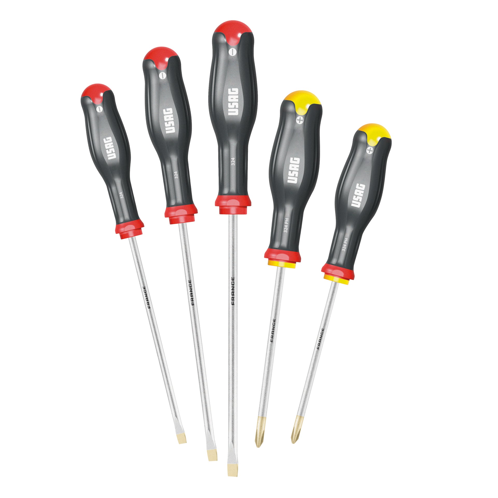 Set of 5 screwdrivers for slot-head and Phillips screws 440gr - Usag 324 SH5