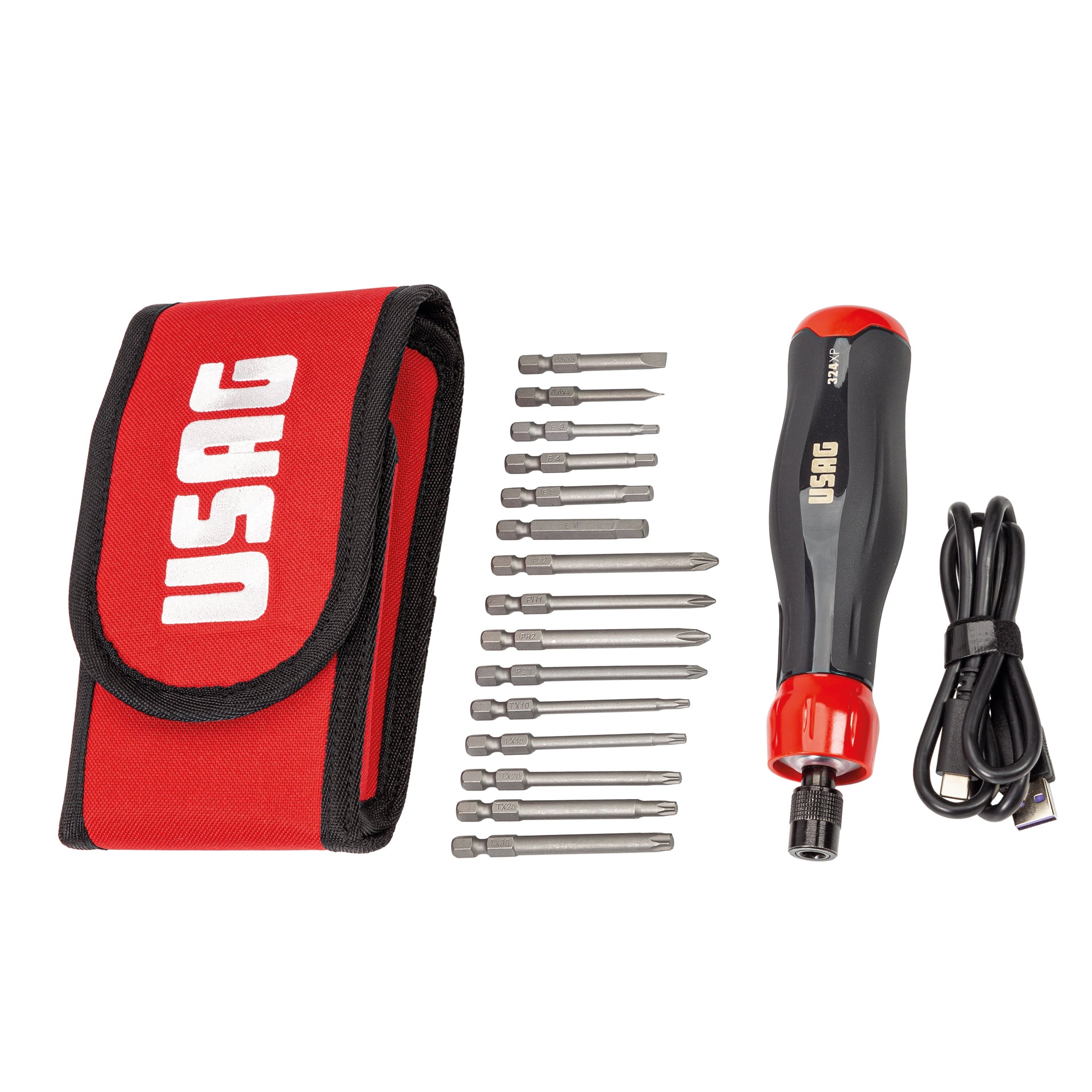 Bag with power assist screwdrivers and bits (16 PCS) - Usag 324 XP/B16