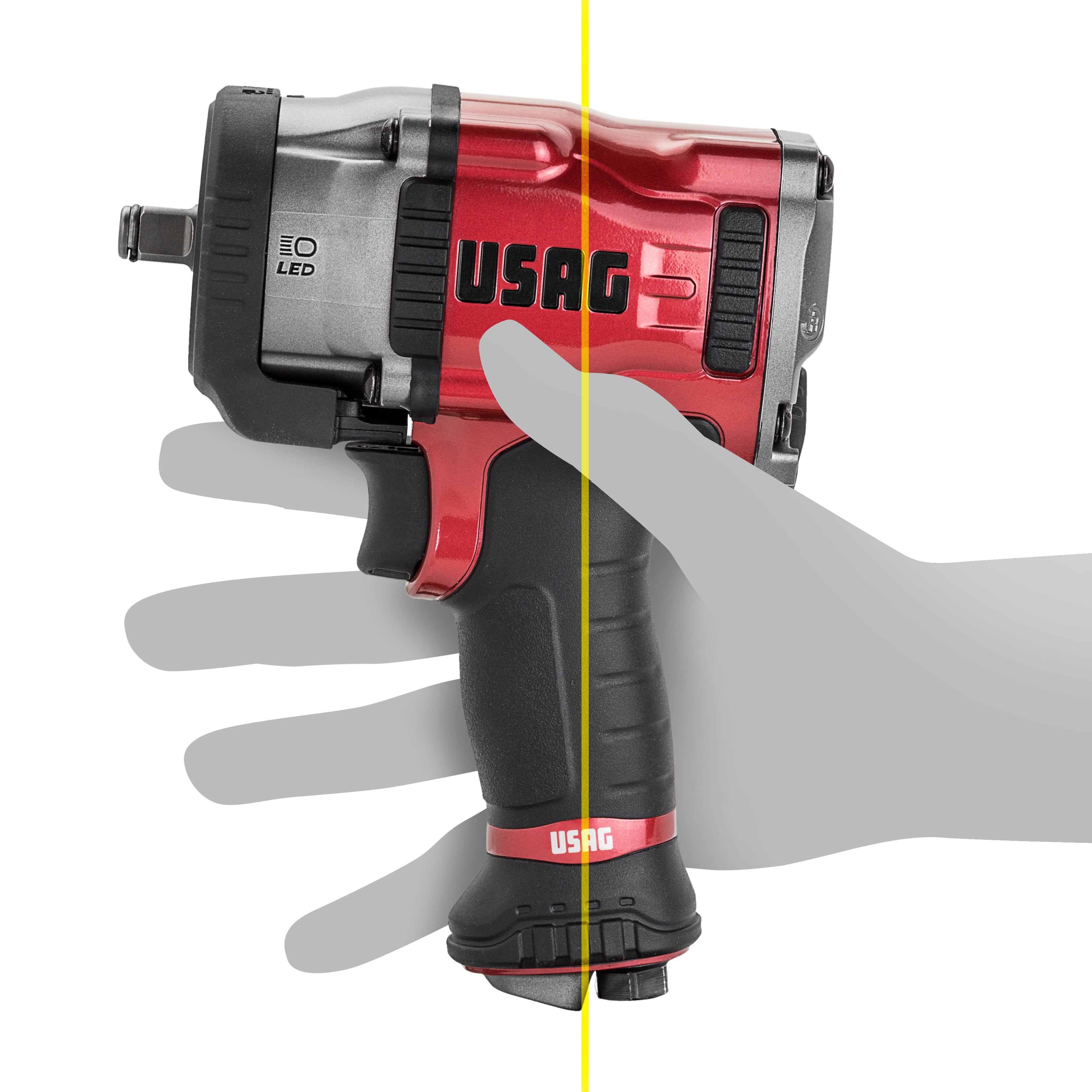 Magnesium impact wrench with led 162x75x212mm 2,2kg - Usag 943 PC1 1/2