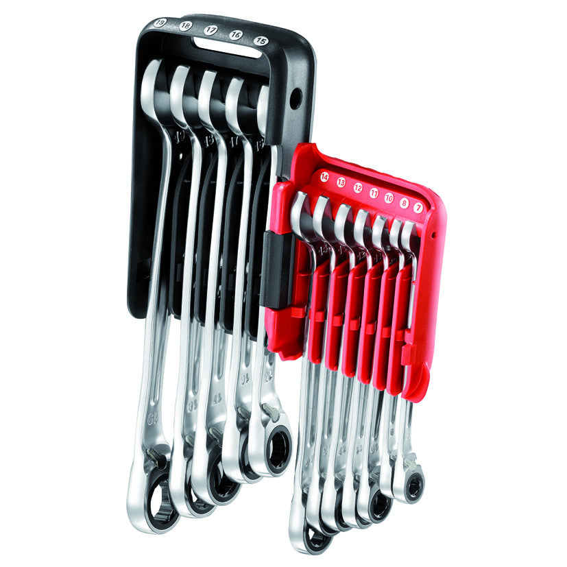 Set of 8 combination ratchet wrenches with retaining ring - Usag 285 KA/DS12