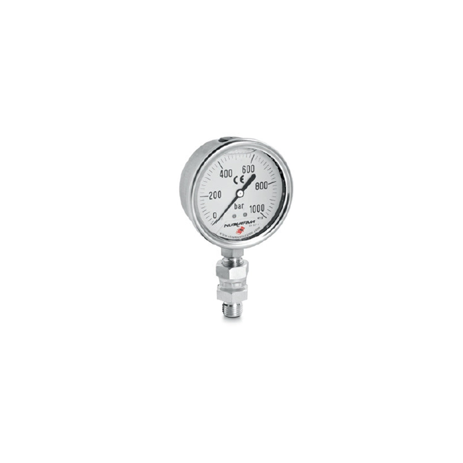 Glycerine pressure gauge diameter 63 mm, scale 0-1000bar - OMCN M/1