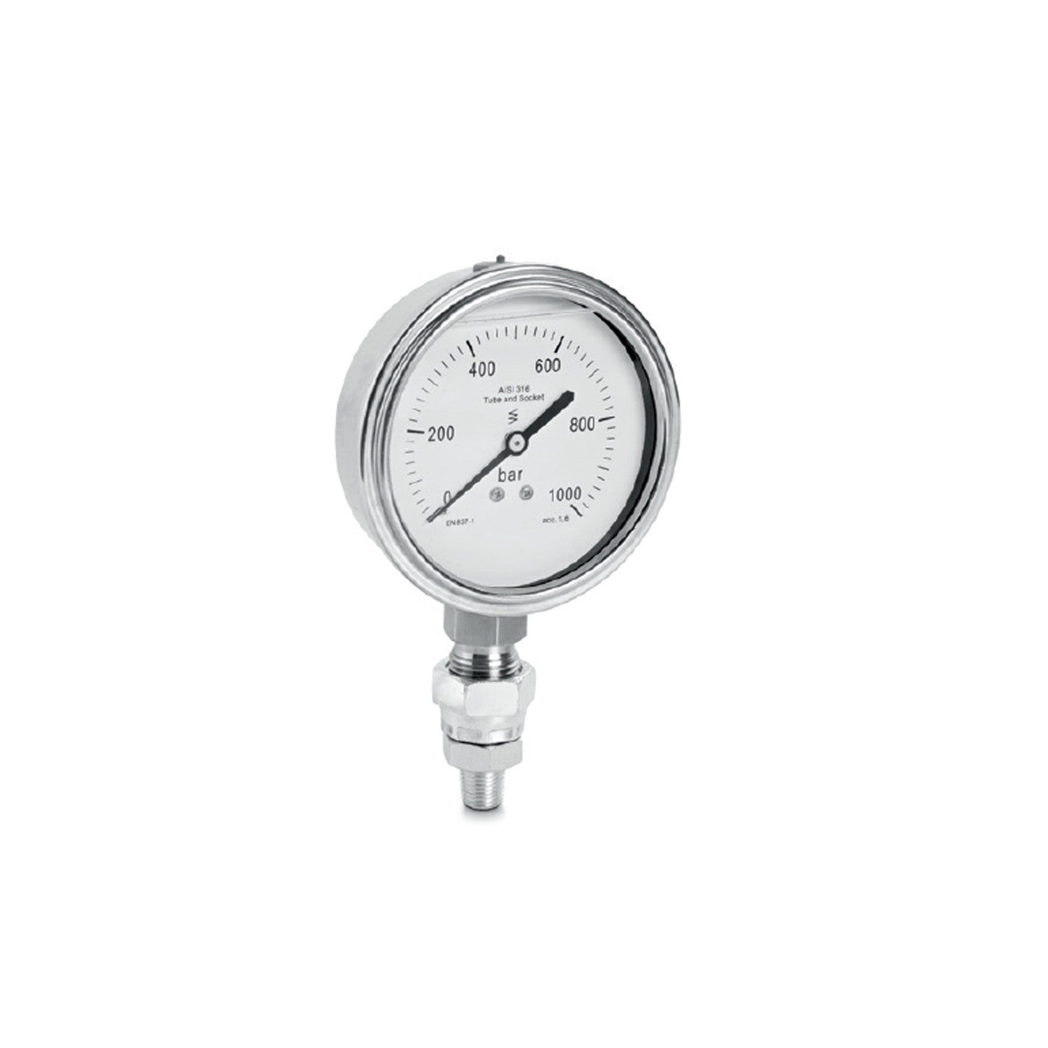 Glycerine pressure gauge diameter 100 mm, scale 0-1000bar - OMCN M/2