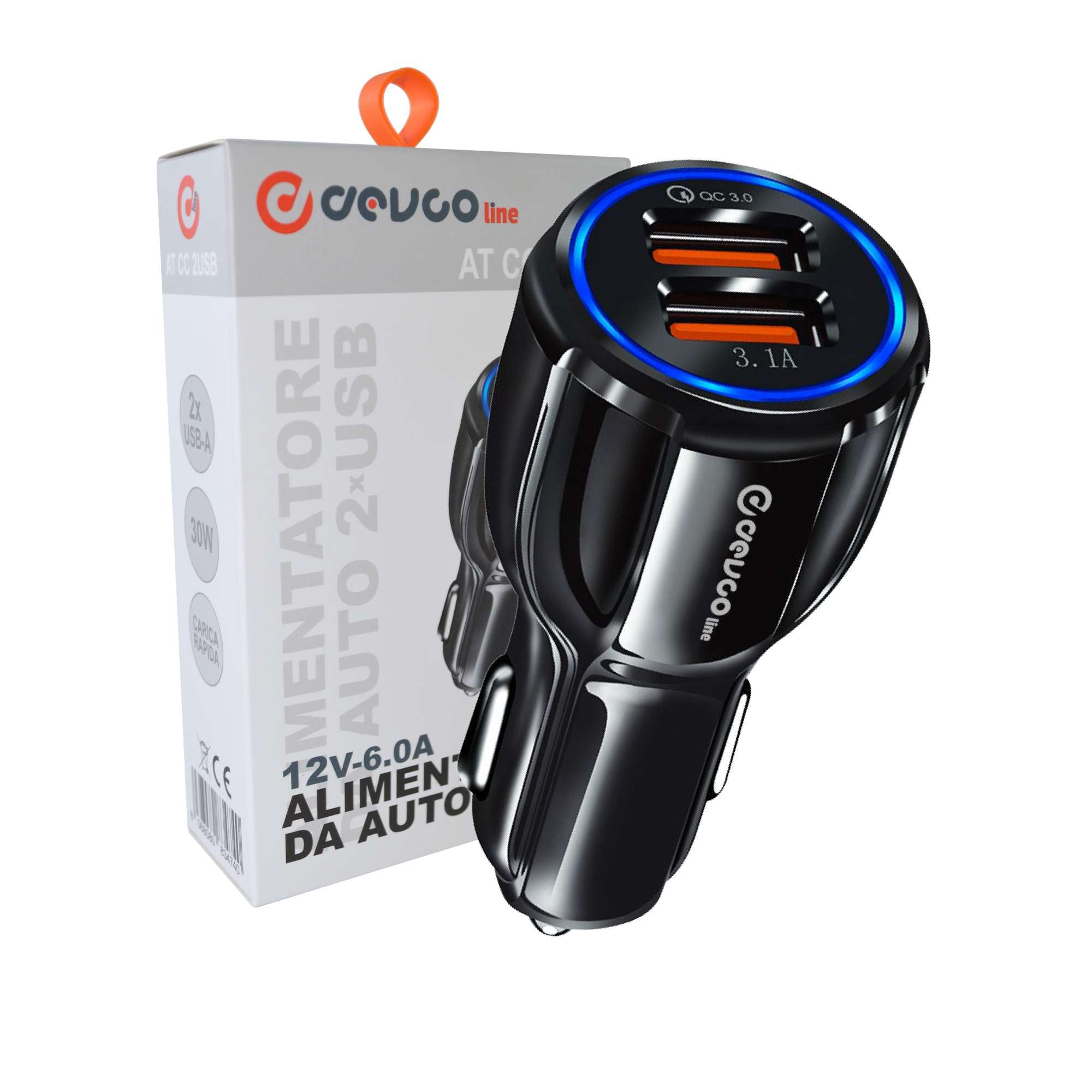 Car Power Supply USB 6.0A - DEVCOline - AT CC 2USB
